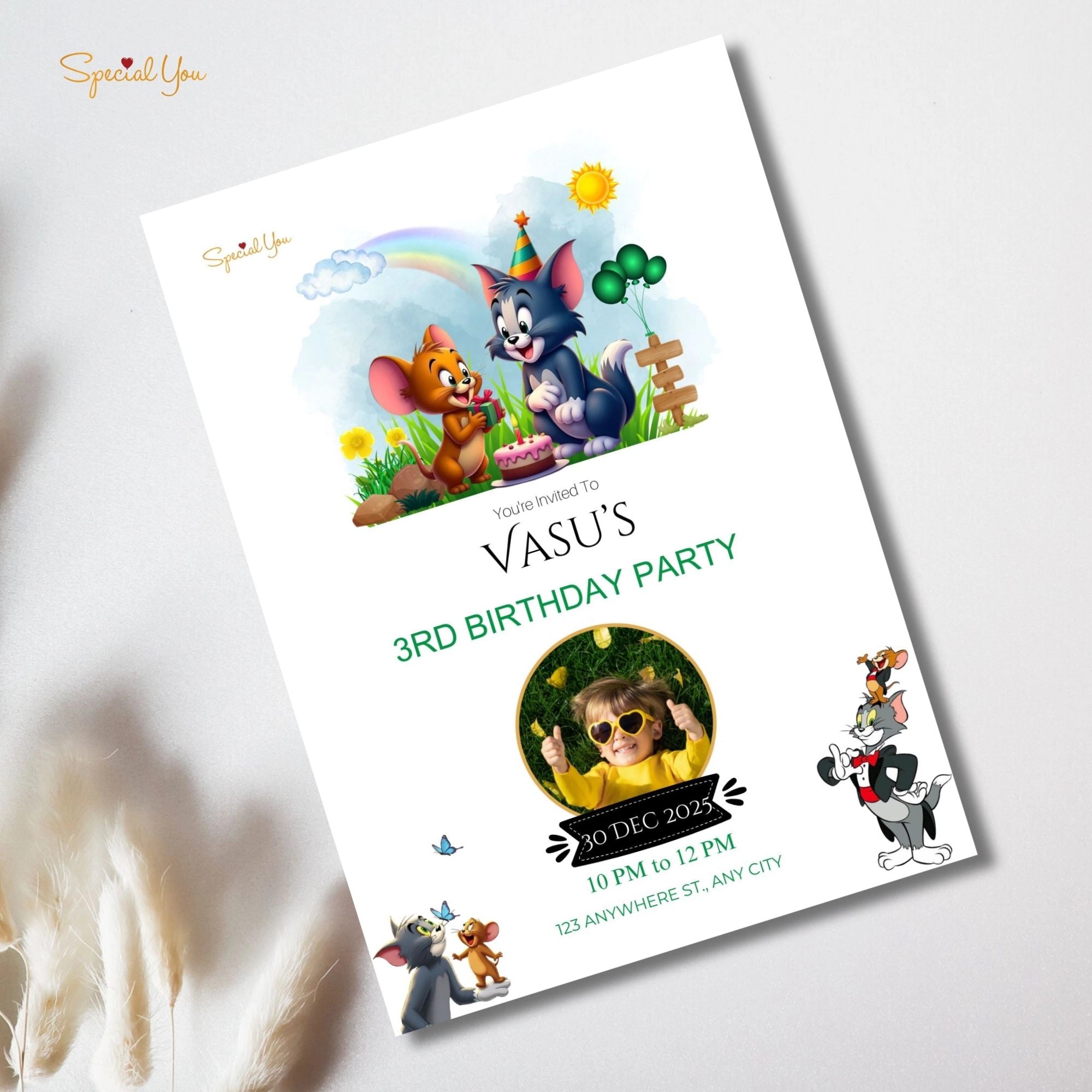 Tom and Jerry Theme Birthday E-Invite