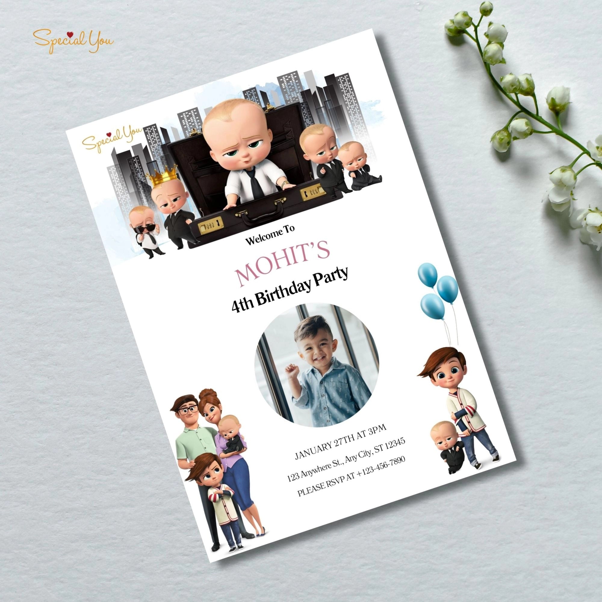 Boss Baby Theme Birthday E-Invite