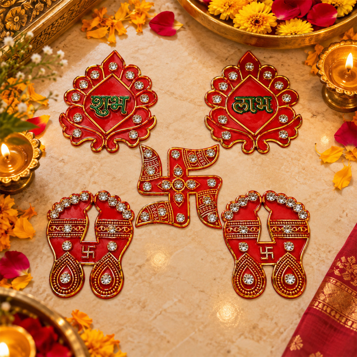Subh Labh Laxmi Feet Stickers Set for Diwali