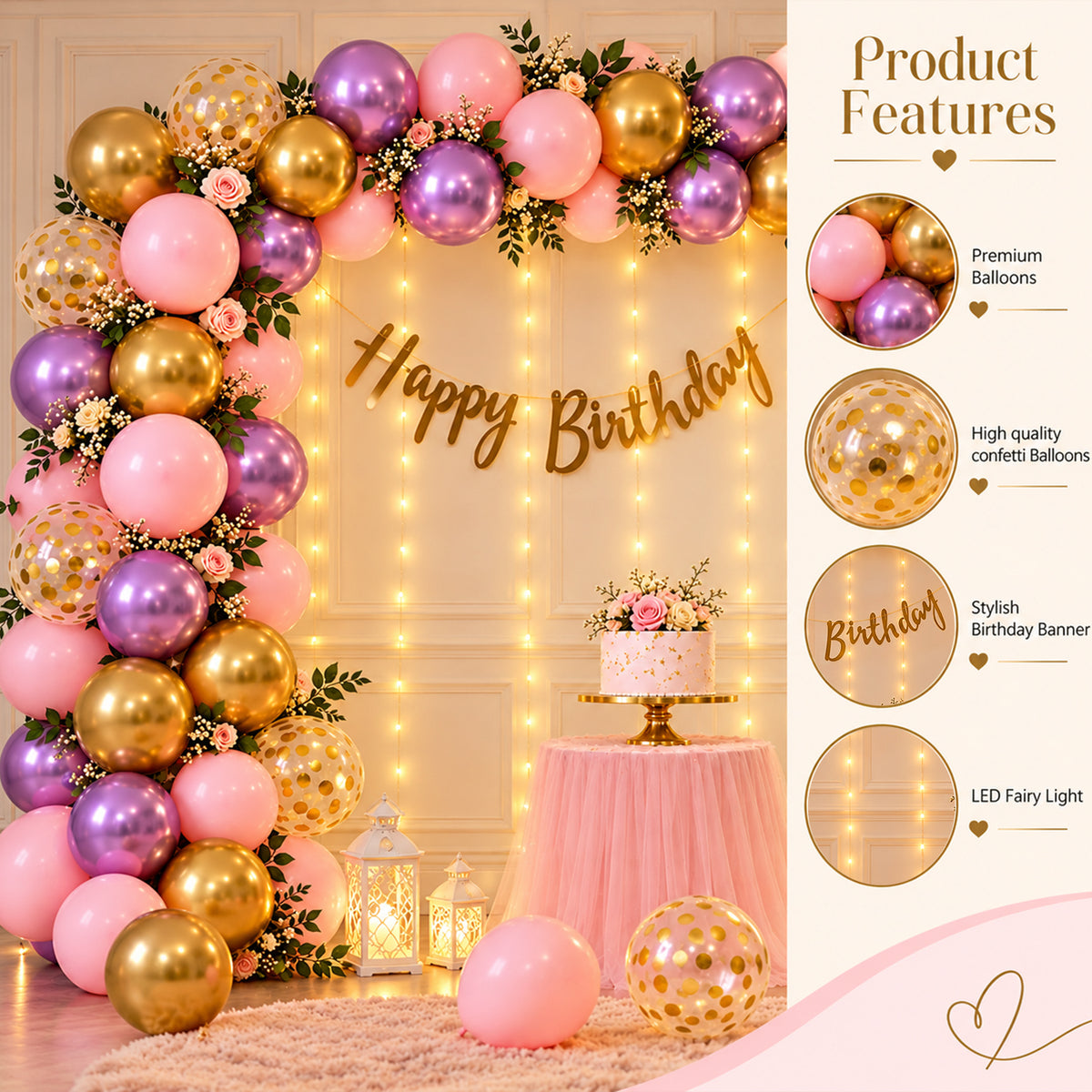 Pink & Lavender Birthday Decoration DIY Kit