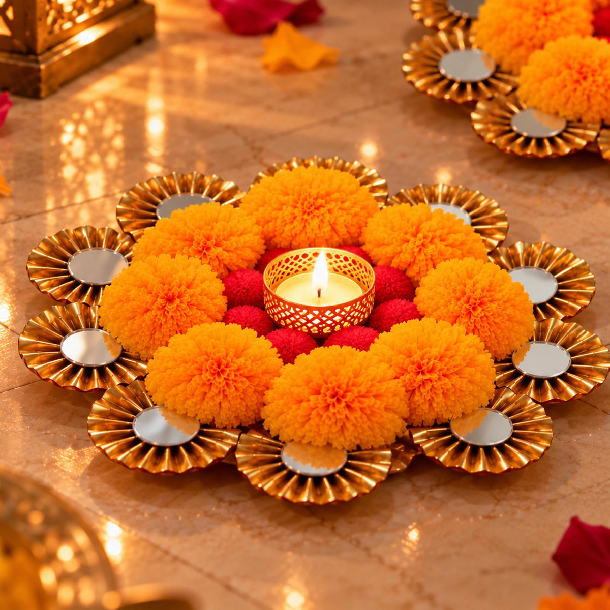 Rangoli T-Light Mat for Diwali Decoration (Set of 2)