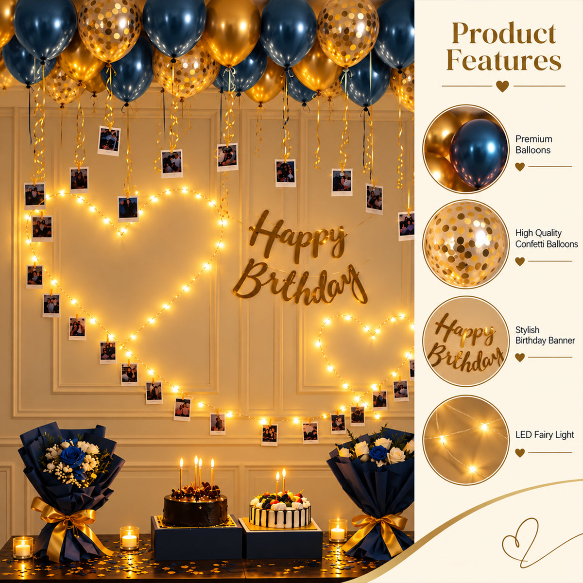 Blue & Gold Birthday Decoration DIY Kit