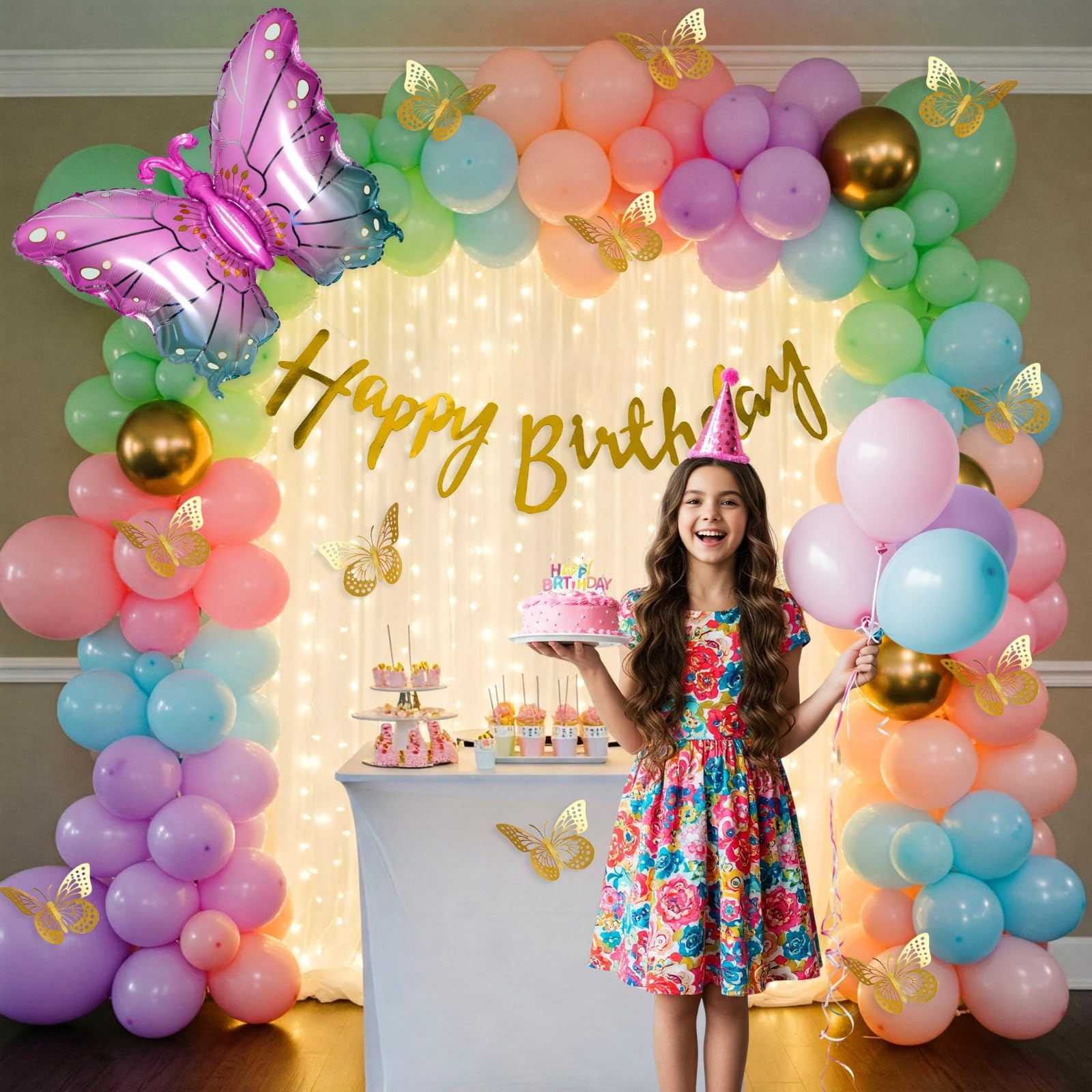 Butterfly Birthday Backdrop Decoration