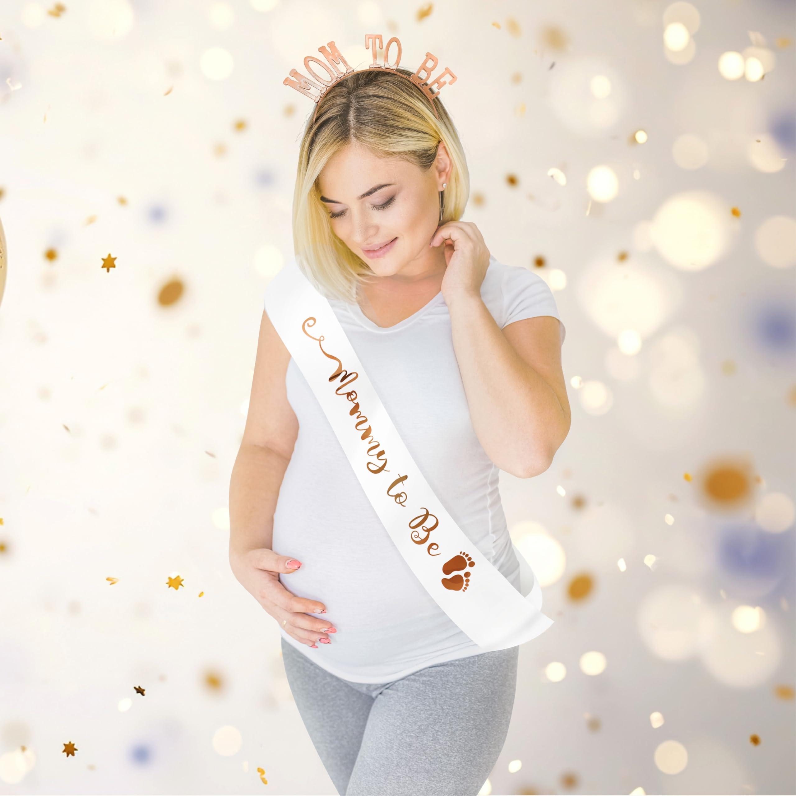 Elegant Mom to be Sash and Headband Combo