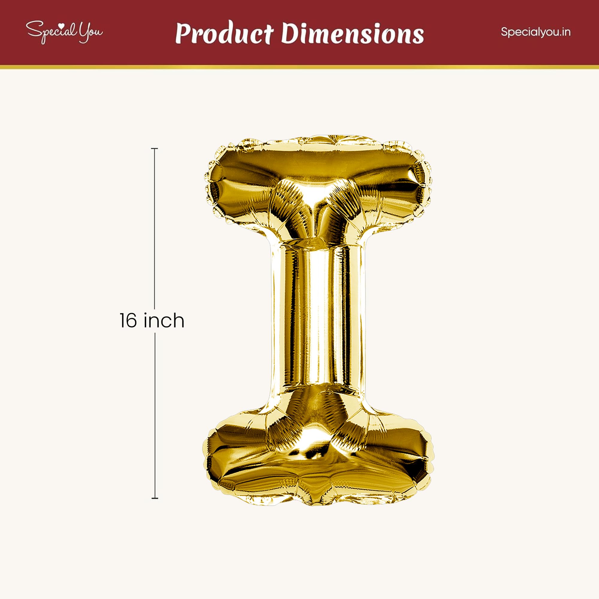Gold I Letter Foil Balloon
