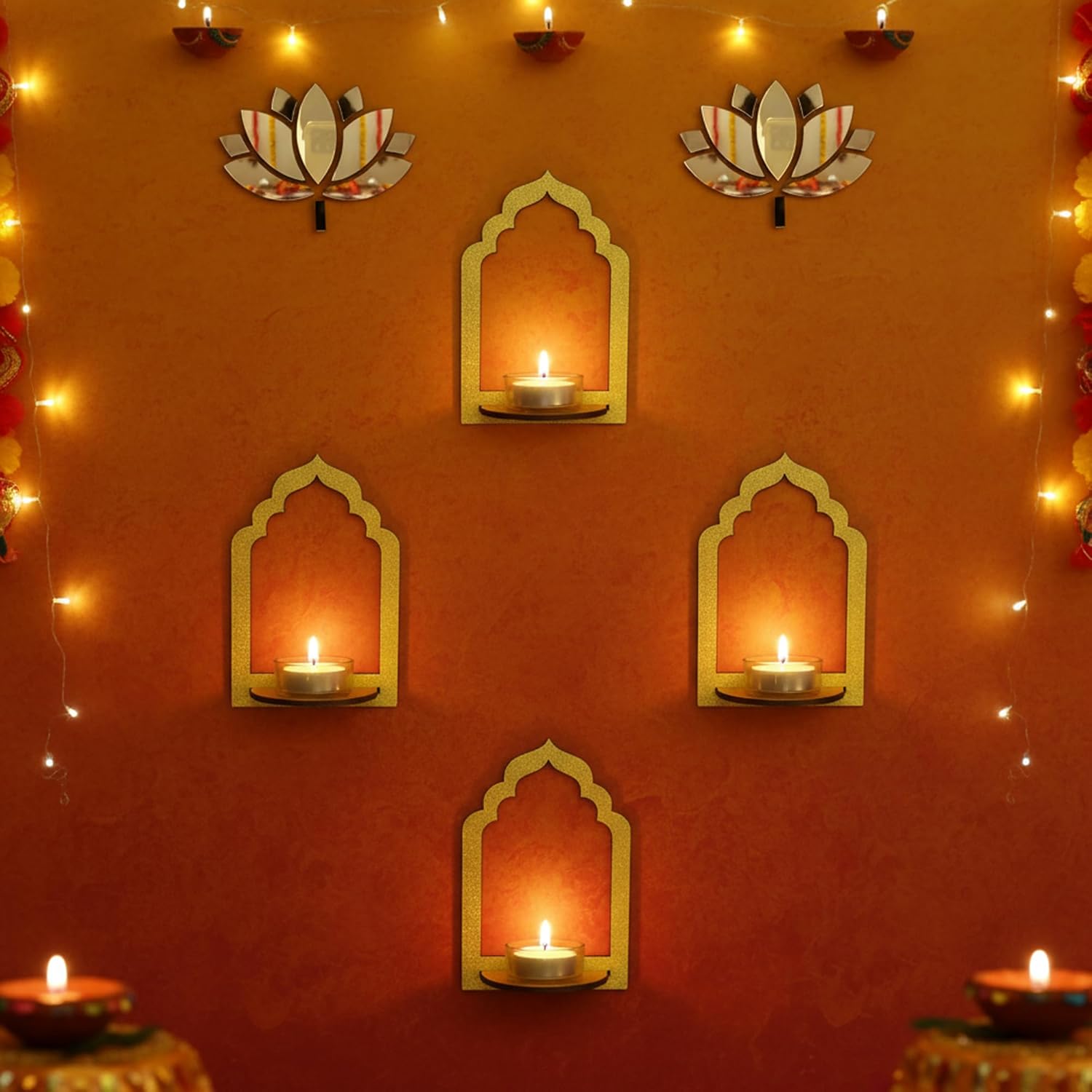 Lotus Acrylic & Wooden Jharokha Decor