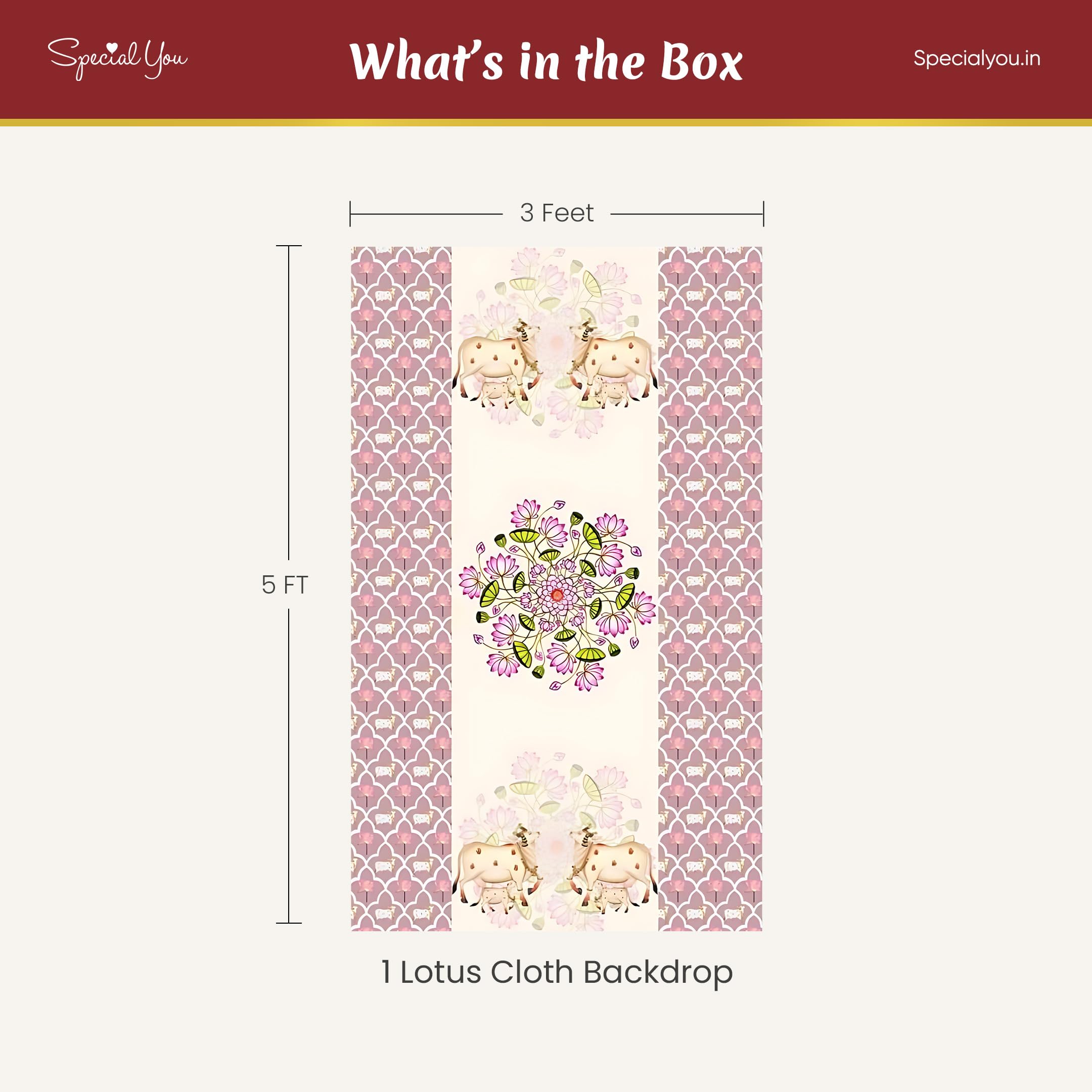 Cow & Lotus Backdrop for Decoration