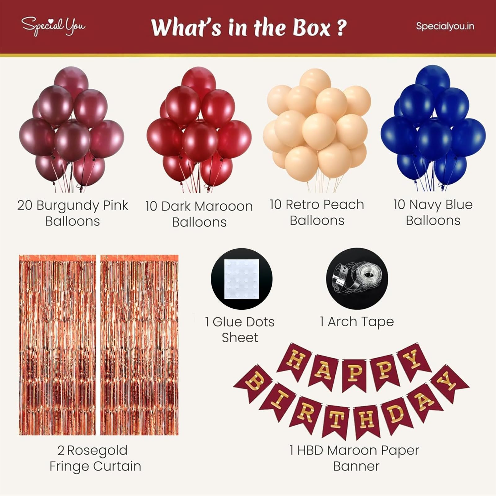 Dark Maroon and Peach birthday decoration