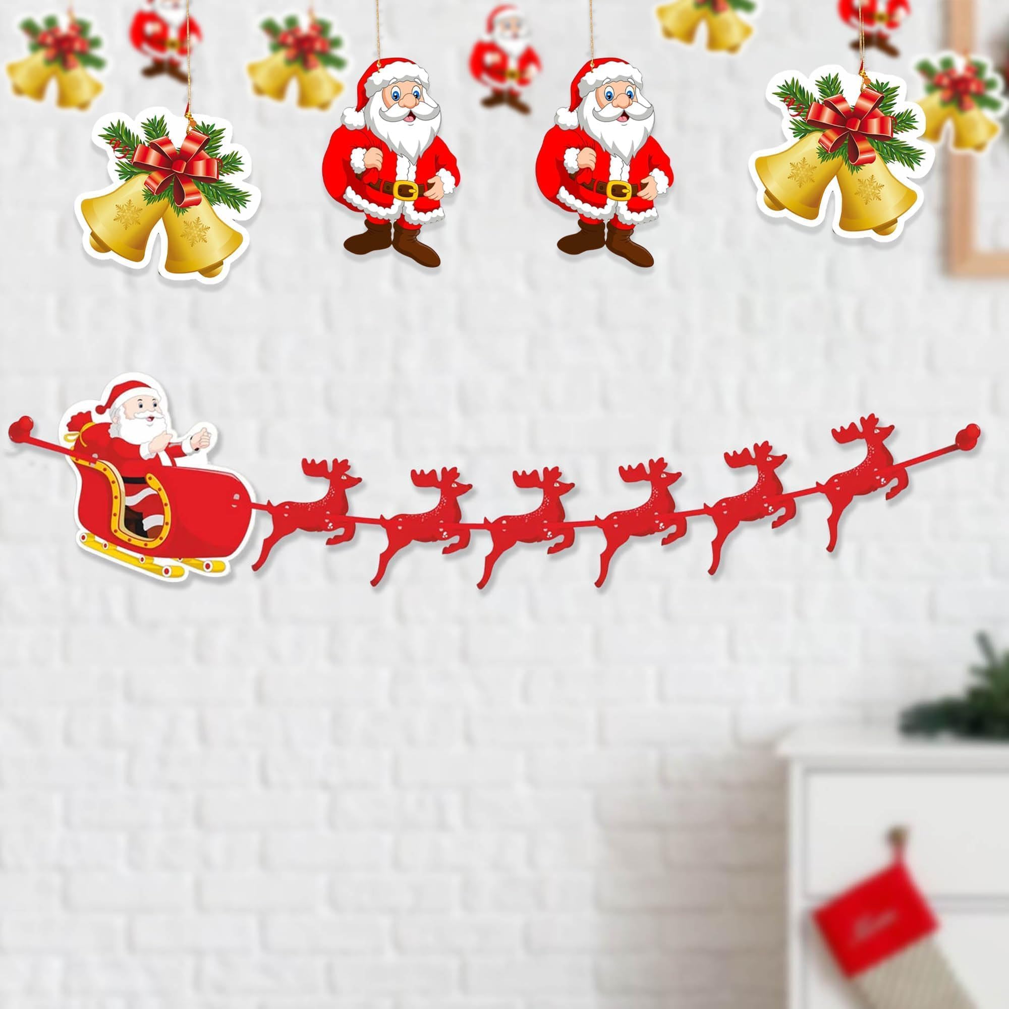 Reindeer Banner, Santa Hanging, Santa Bell Hanging