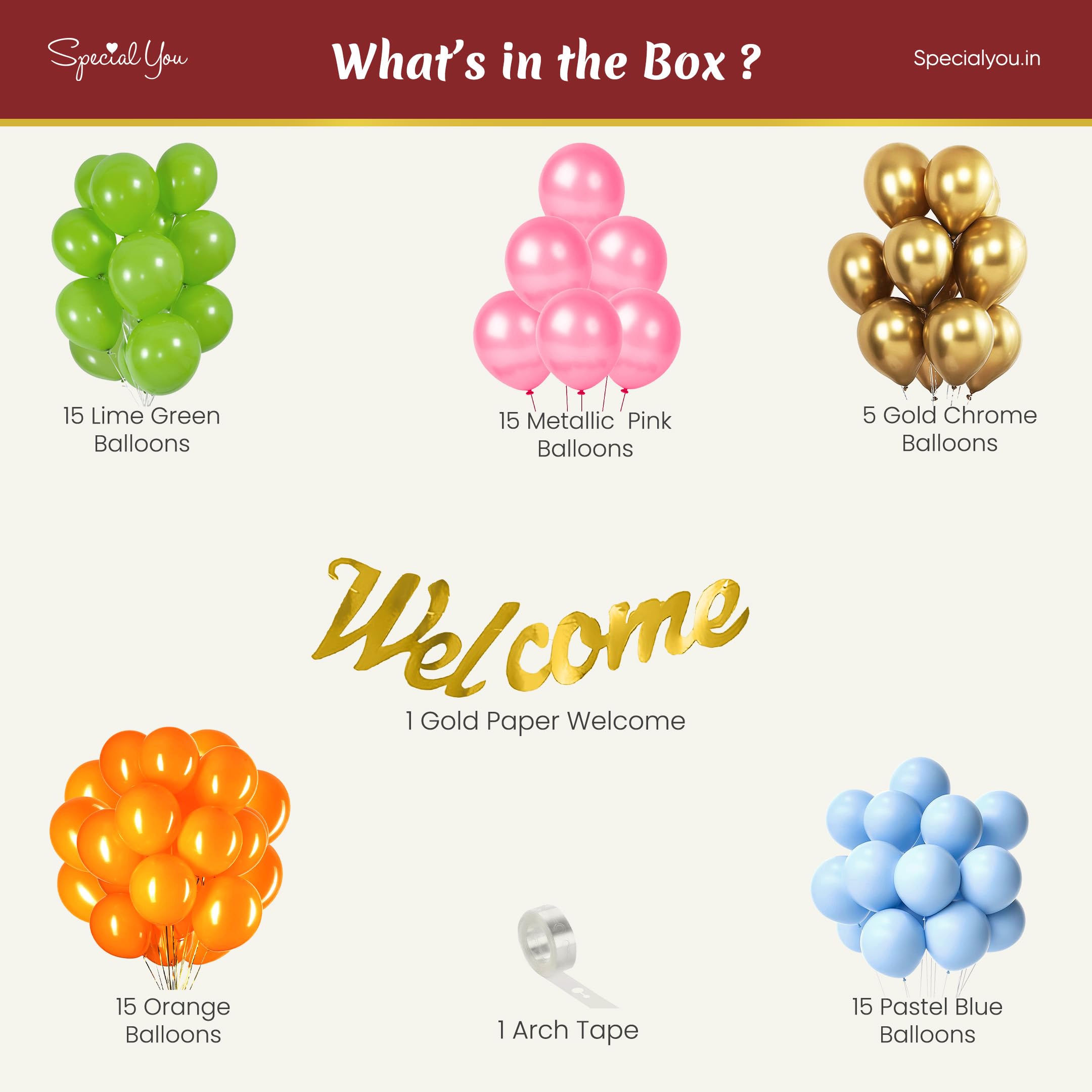 Multi color welcome decoration kit