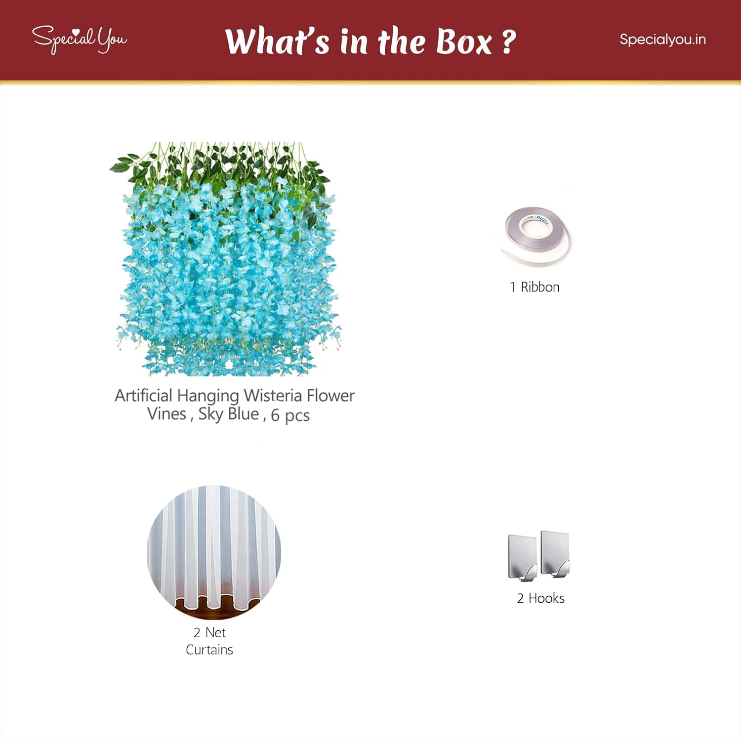 Decorate backdrop with Blue wisteria & curtains - Special You