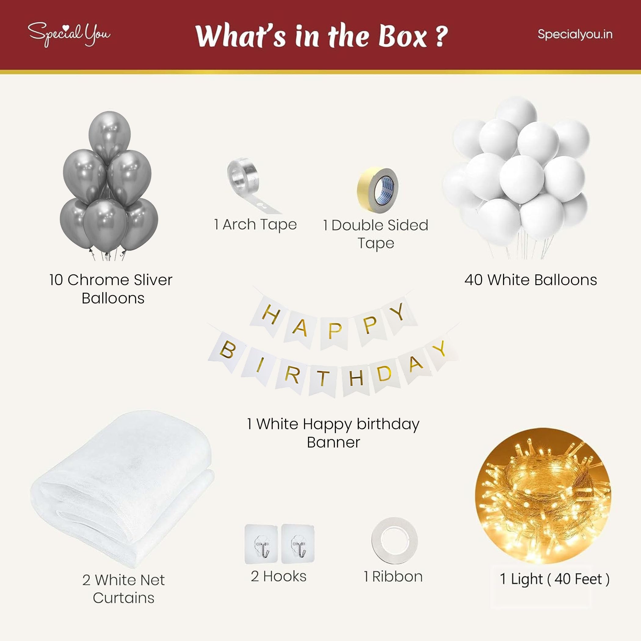 Birthday Backdrop for Decoration (Silver)