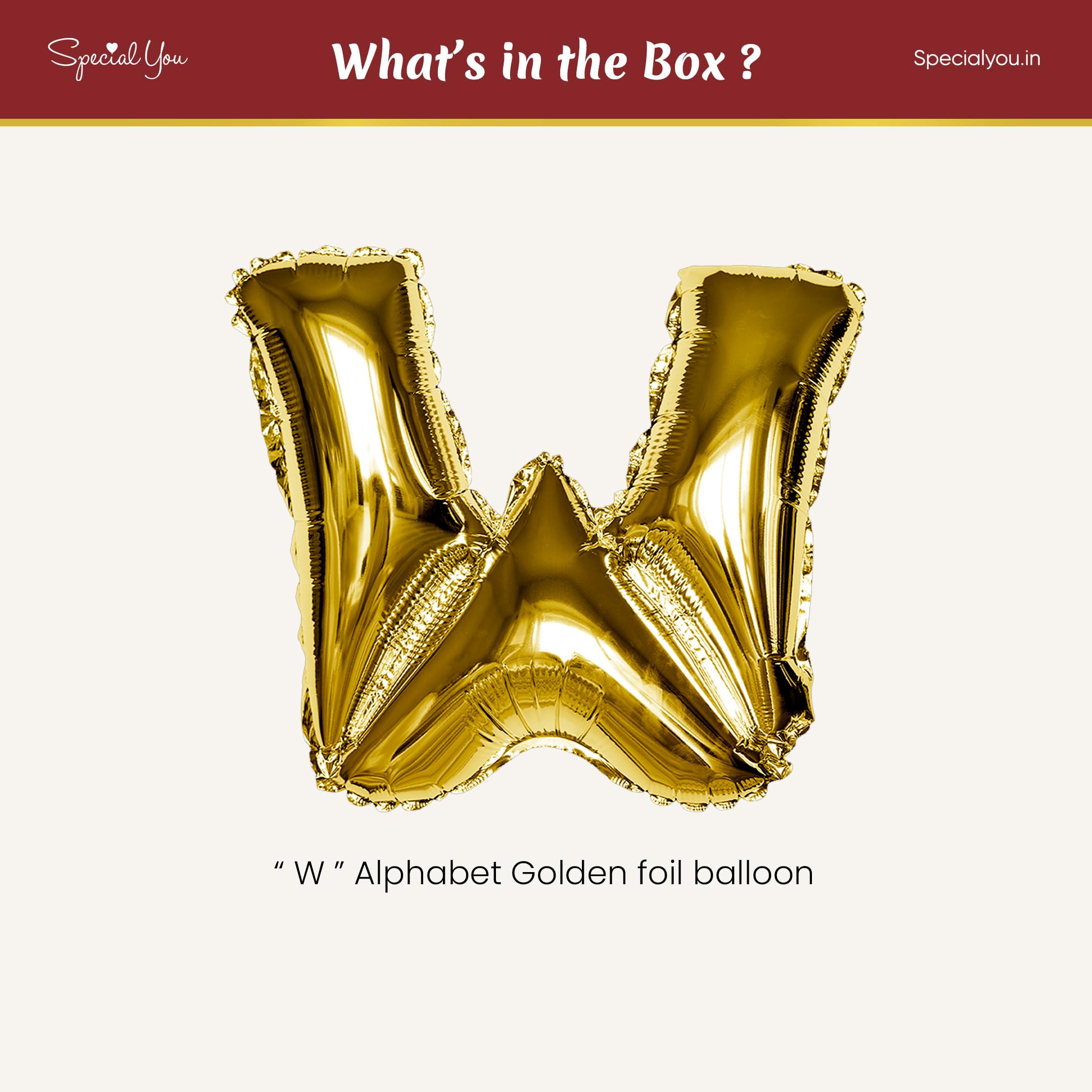 Gold w Letter Foil Balloon