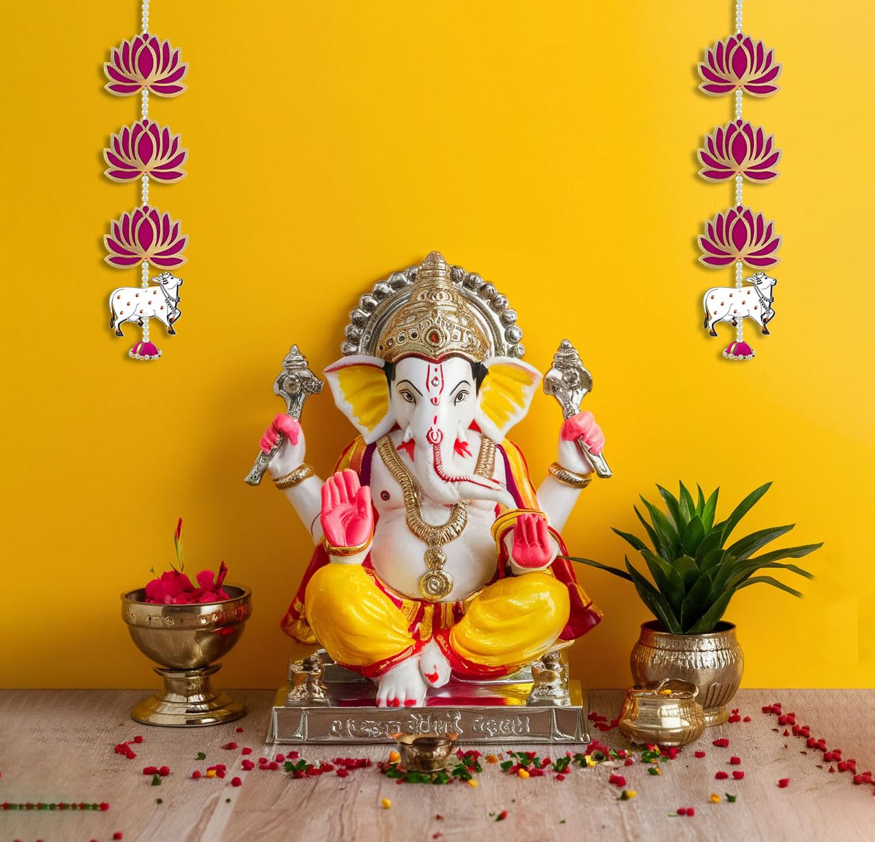 Ganpati Cow Lotus Decor