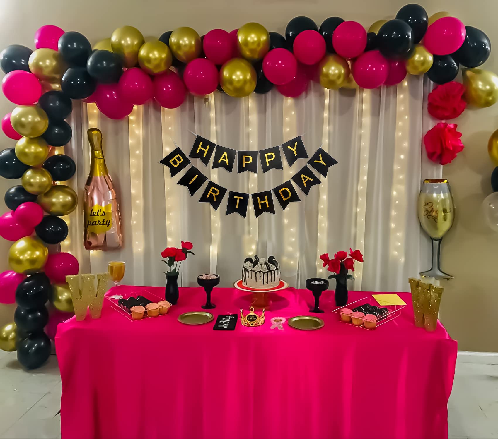 Gold Burgundy Theme Birthday Decoration kit