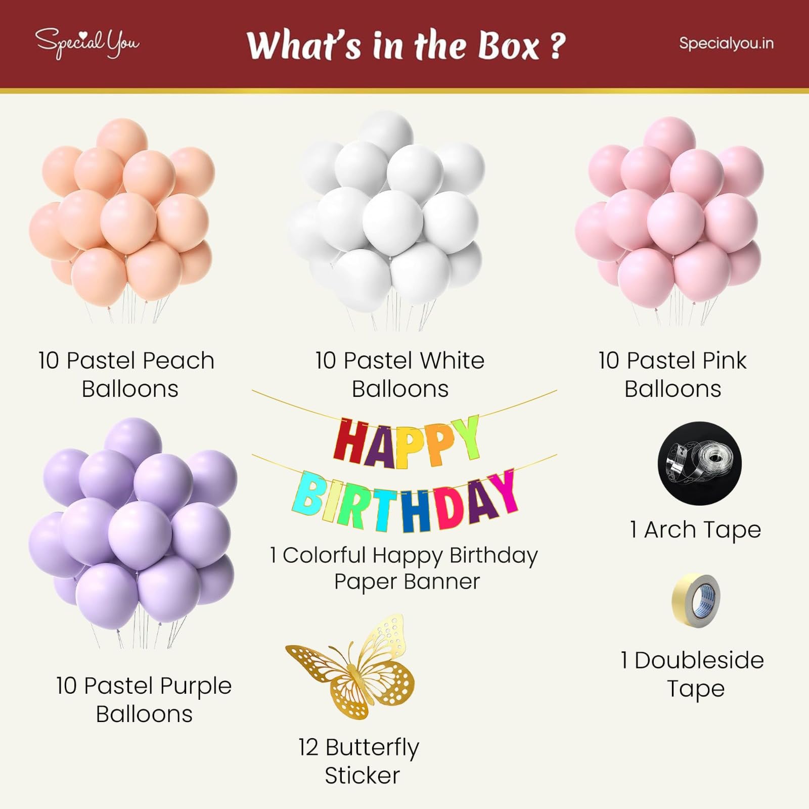 Pastel Balloons for Birthday Decoration - Special You