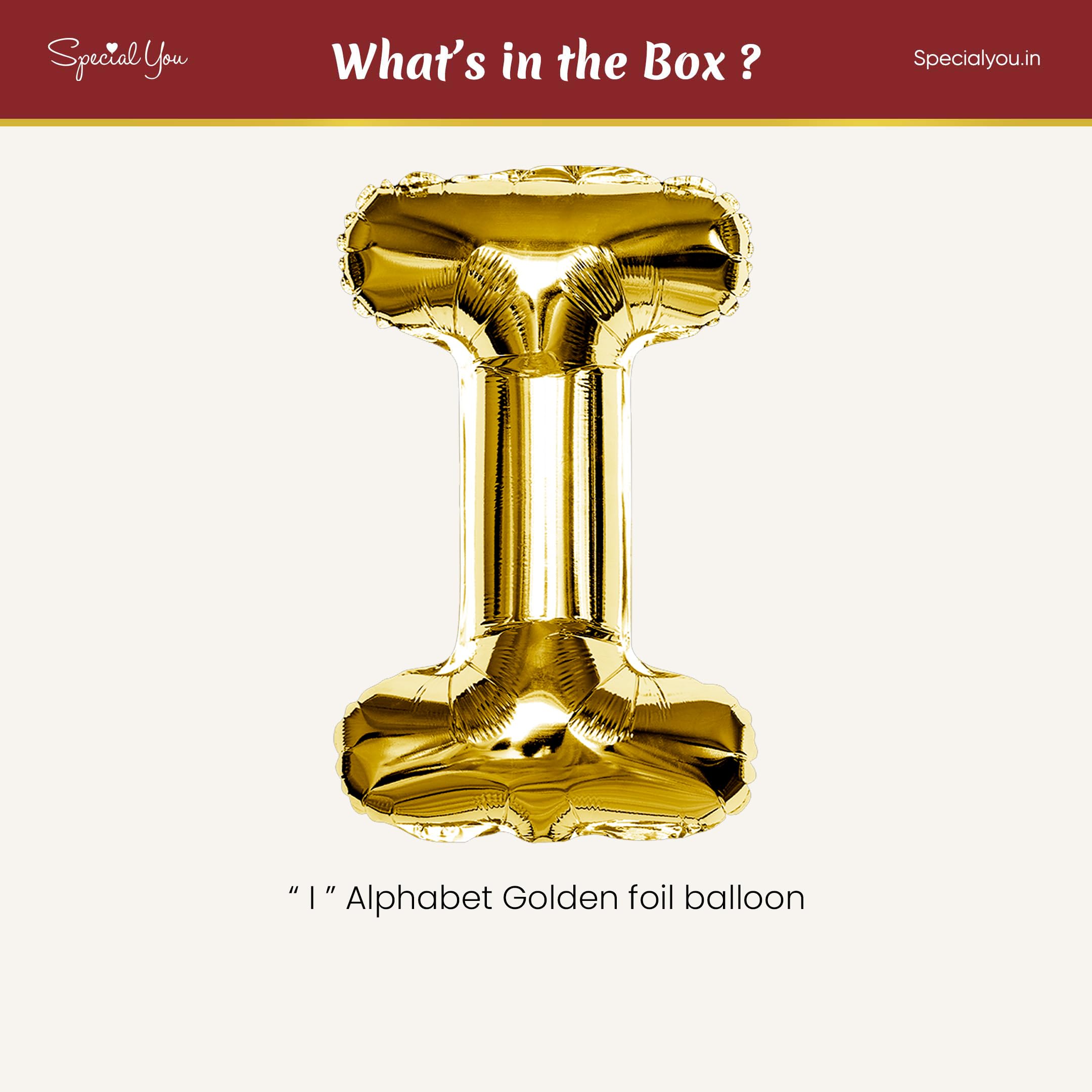 Gold I Letter Foil Balloon