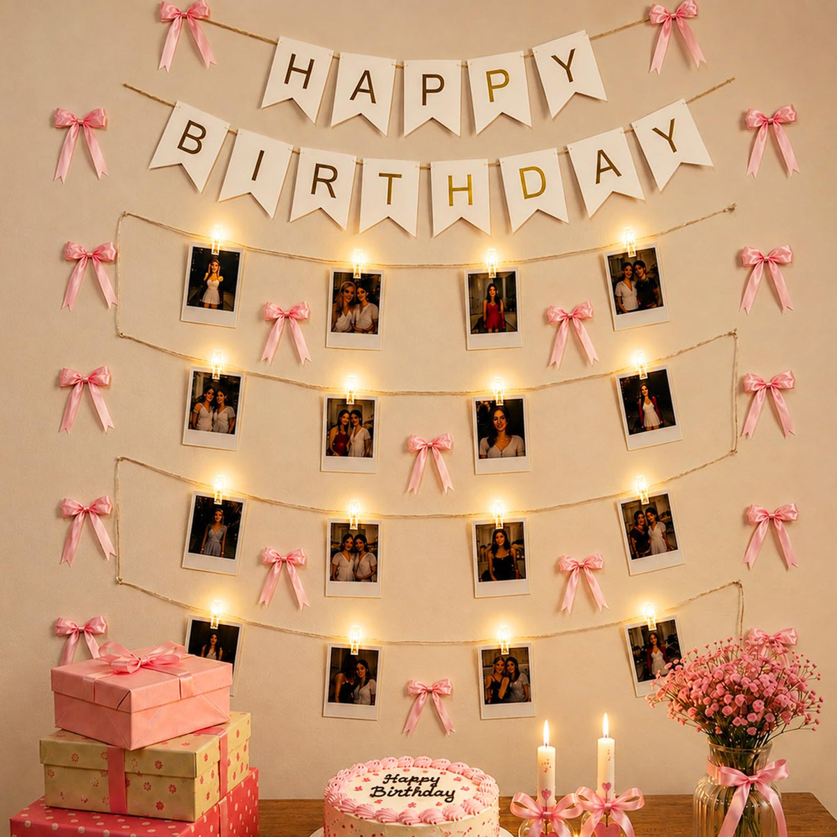 LED Clip Light with Pink Bow Birthday DIY Kit
