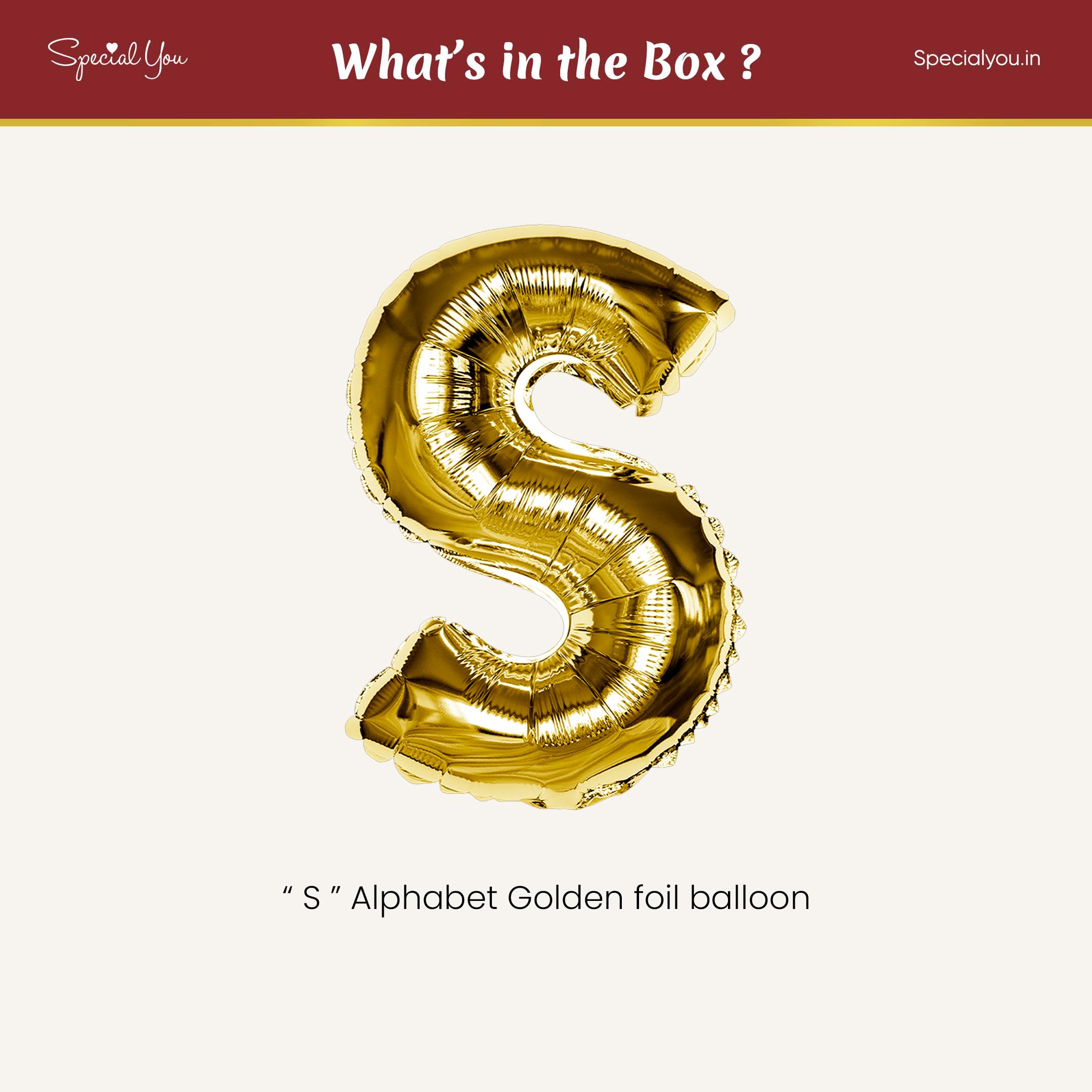 Gold S Letter Foil Balloon
