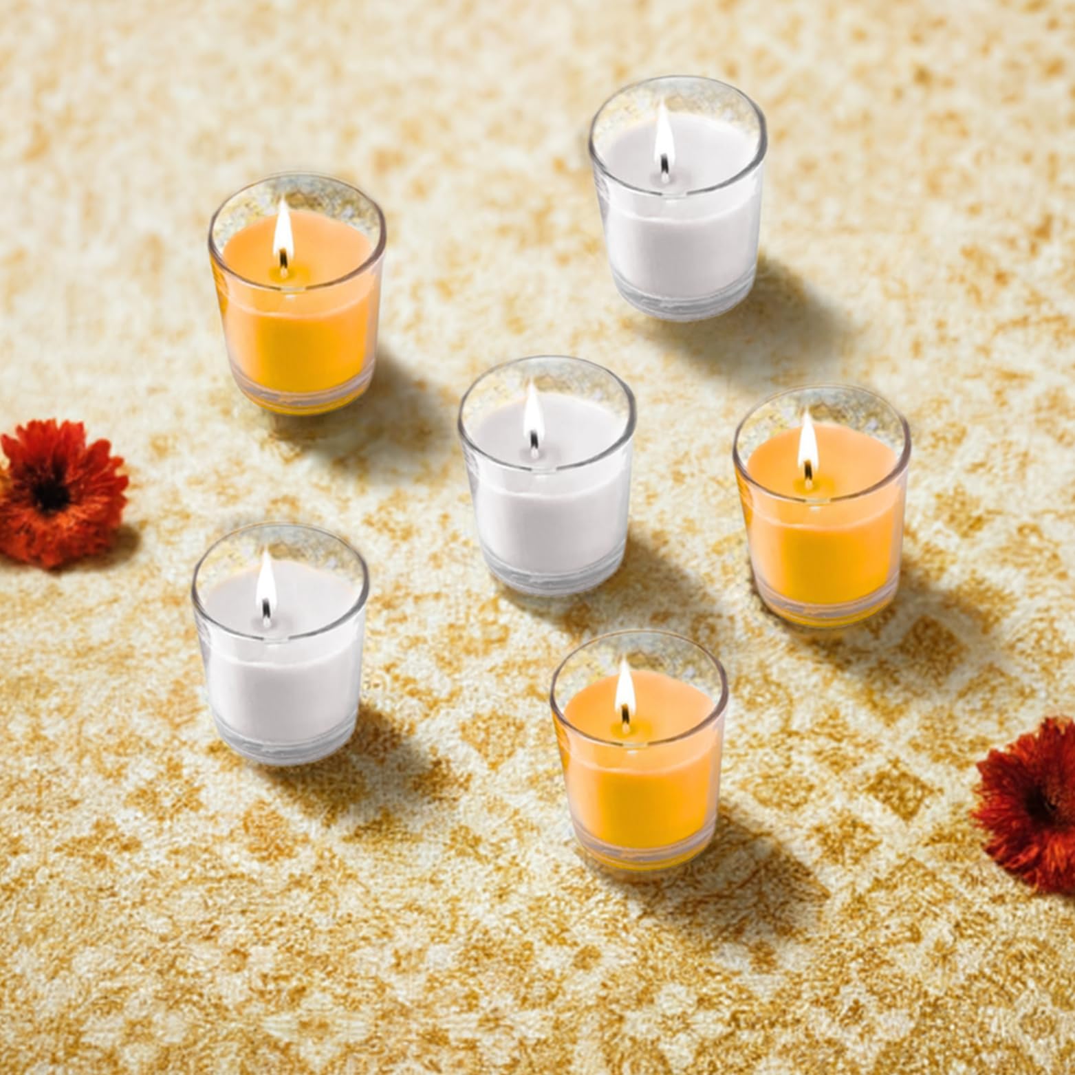 Glass Scented Candles for Home Decor, Home Fragrance Candles Set of 6 (White & Yellow)