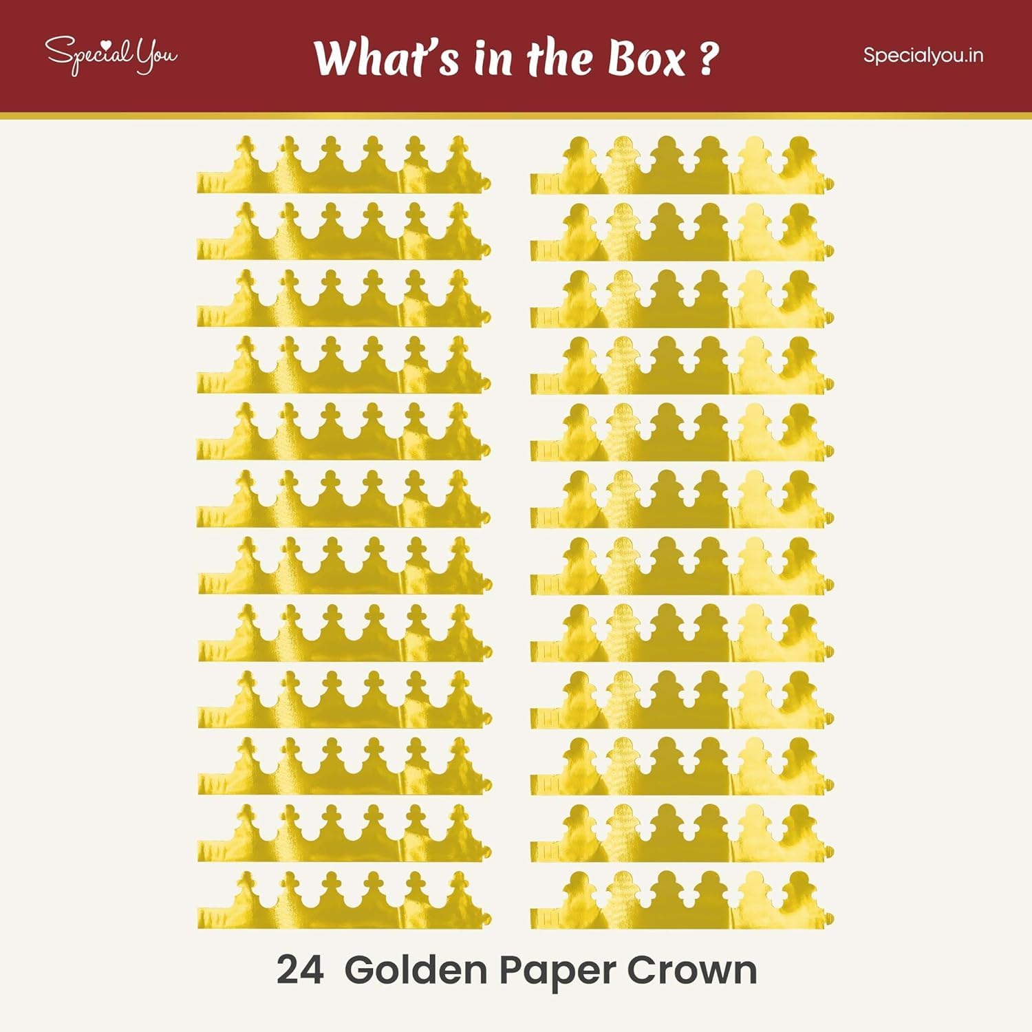 Gold Paper Crowns DIY set of 24 for Party