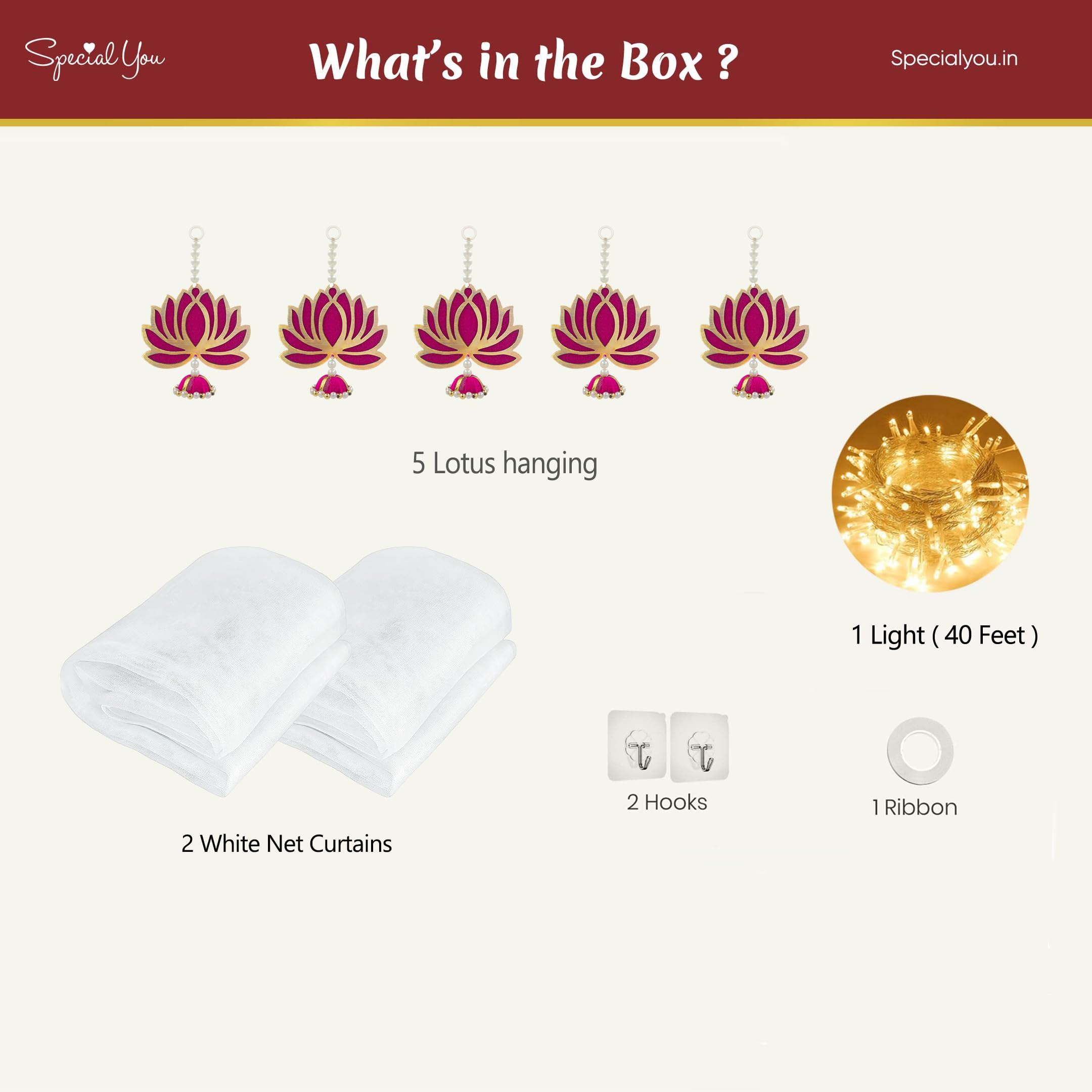 Curtains and Lotus Hanging Decor Kit
