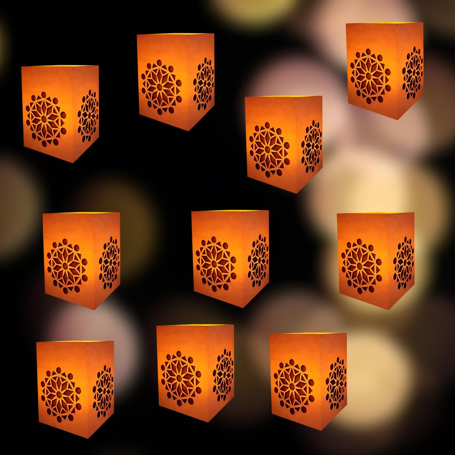 Rangoli Paper Votive with 10 Tea Light
