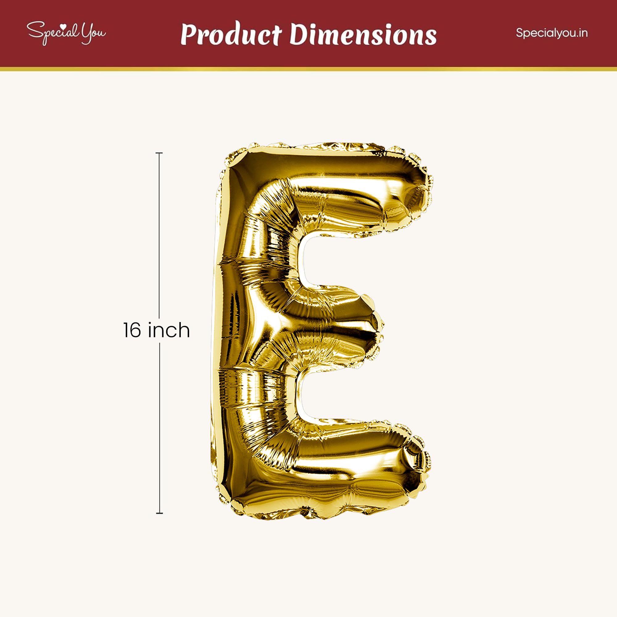 Gold E Letter Foil Balloon