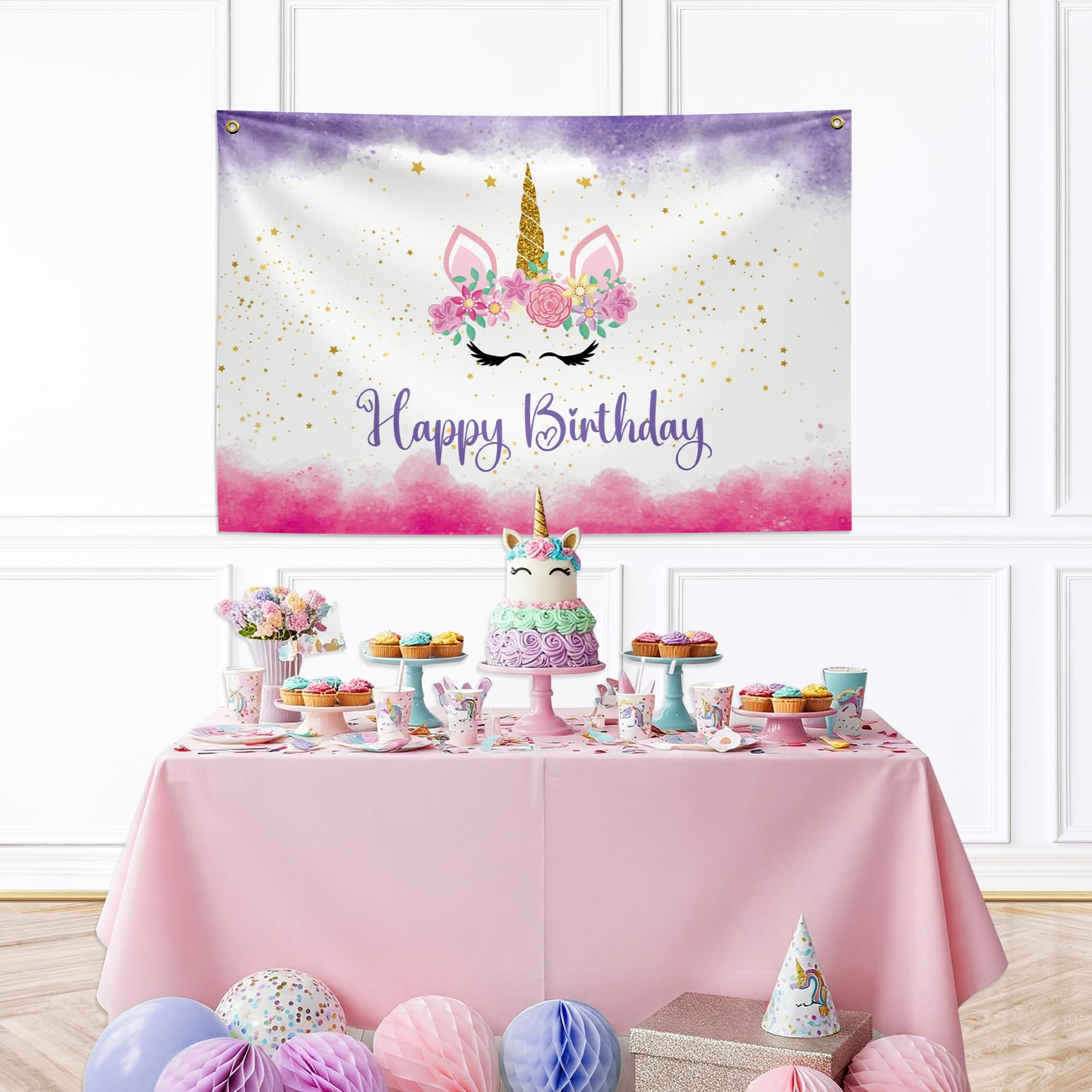 Unicorn Pastel Backdrop Birthday Decor