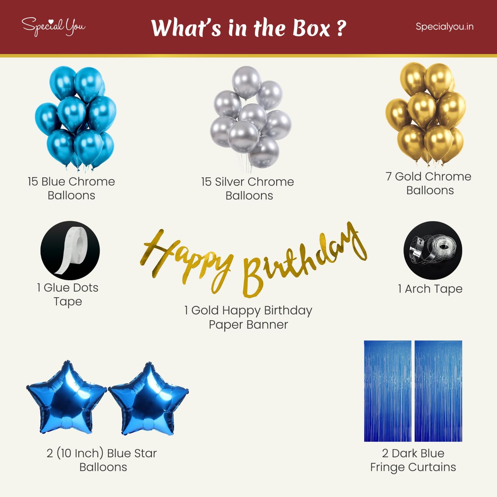 Blue Theme Birthday Decoration Kit-44 pcs