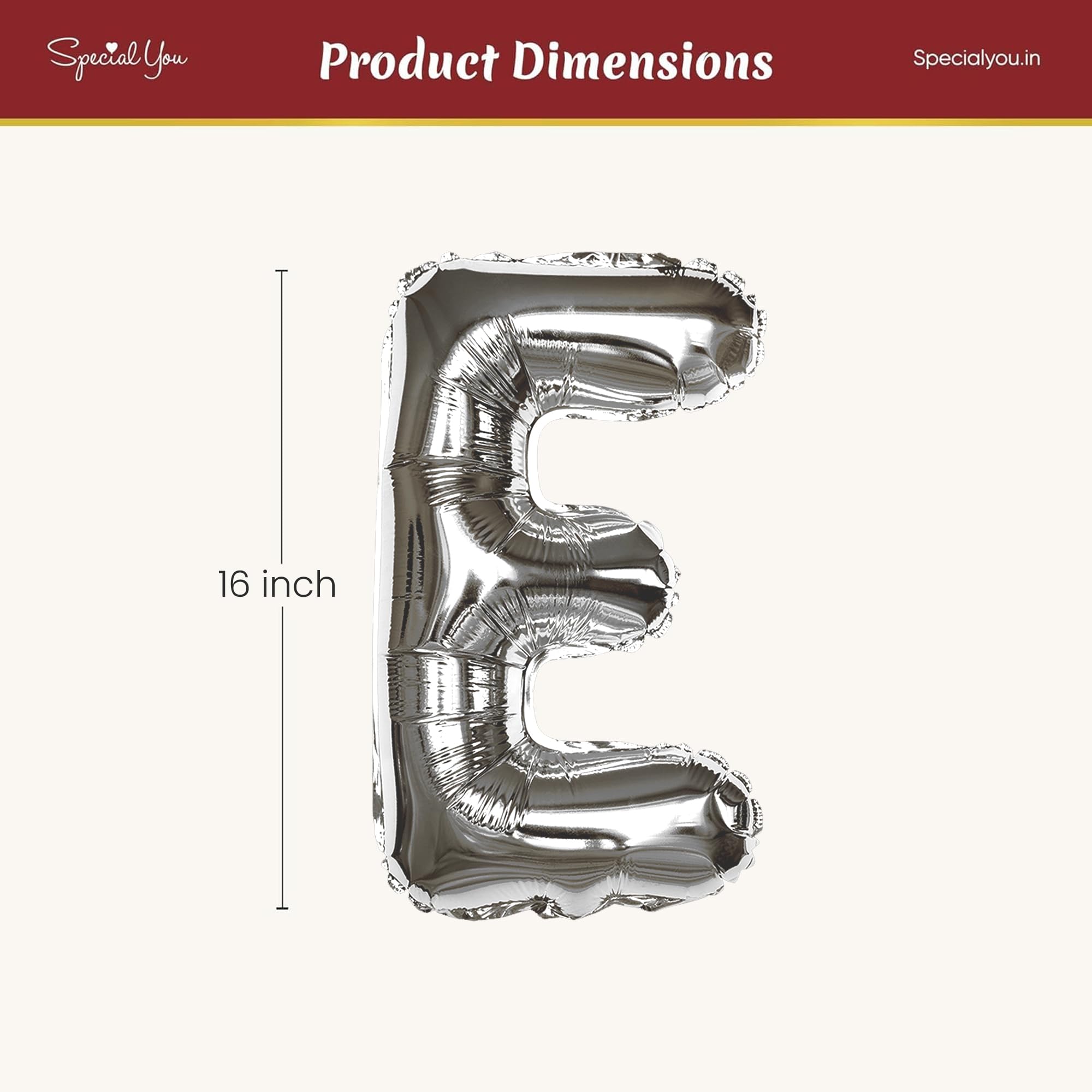 Silver E Letter Foil Balloon