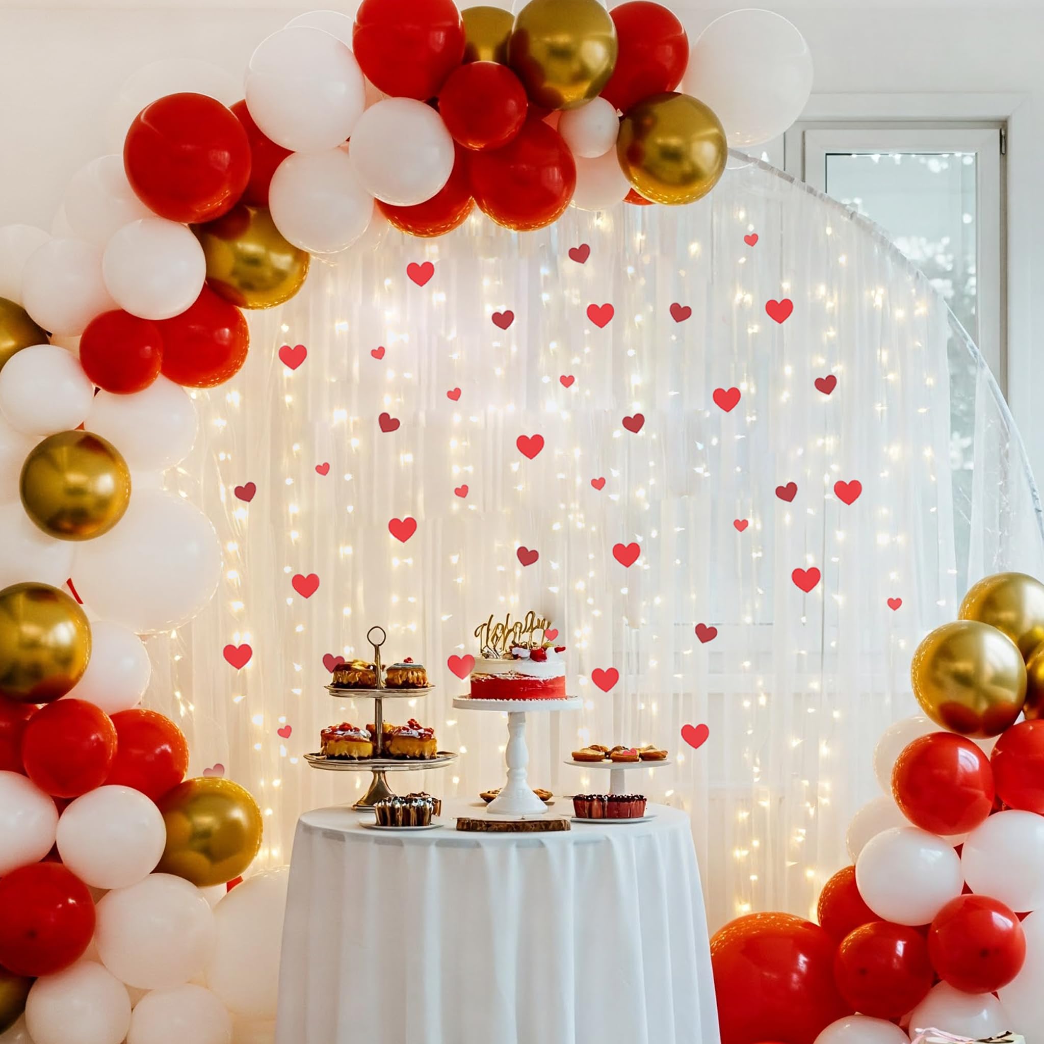 Golden, Red & White Theme Balloon for Happy Anniversary