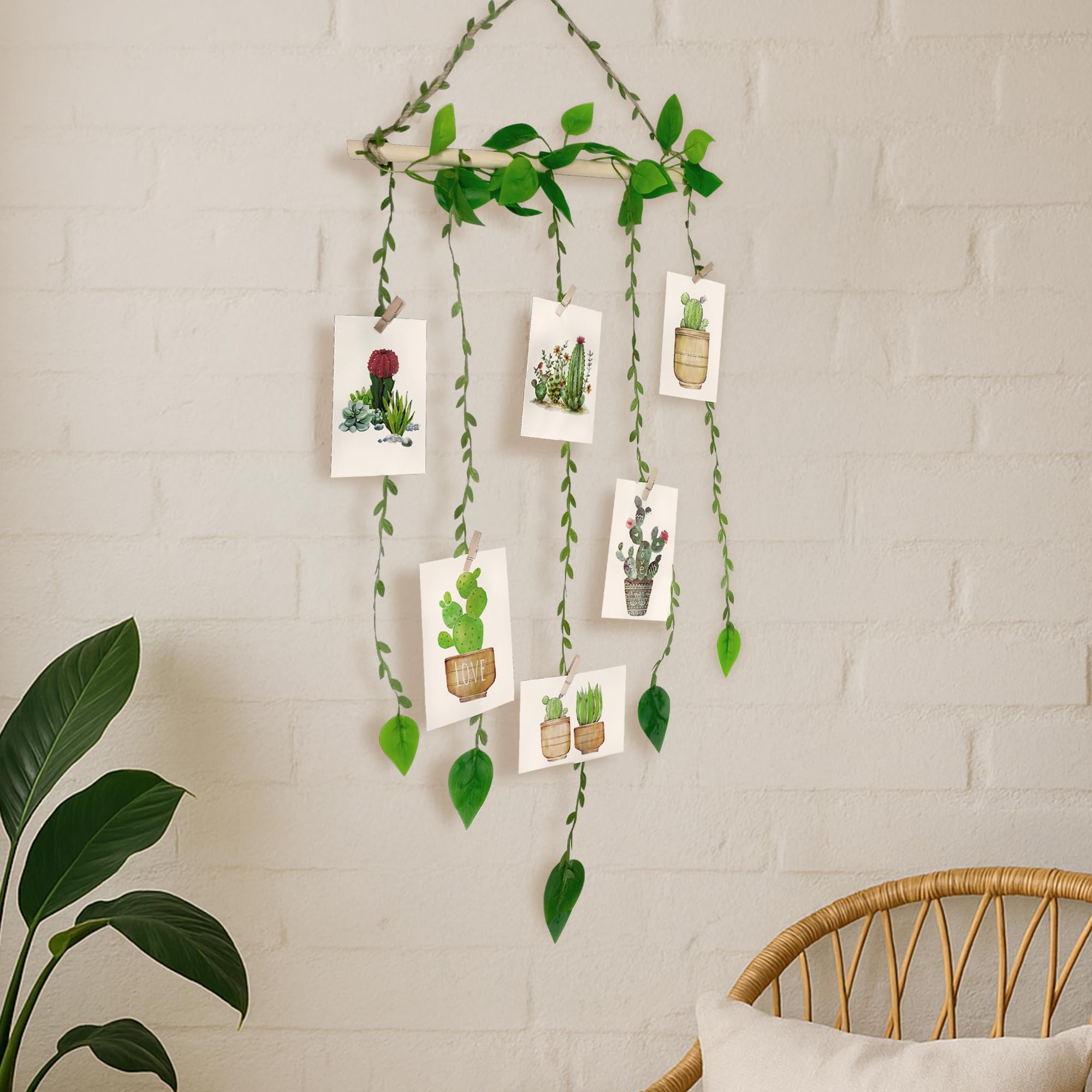 Green Vine with Wooden Photo Clips
