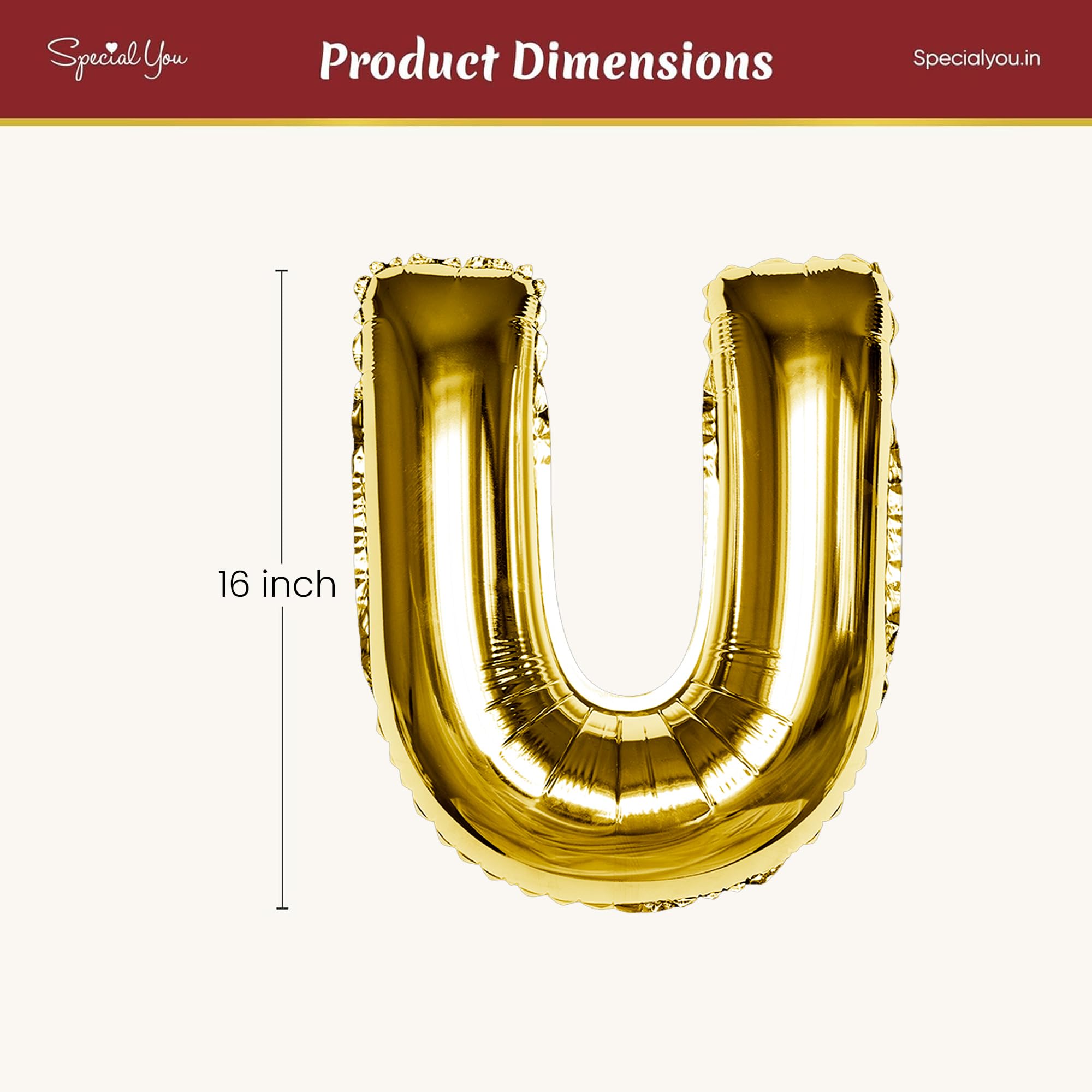 Gold U Letter Foil Balloon