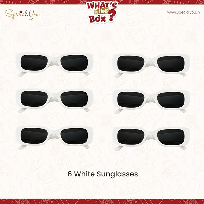 Rectangular White Sunglasses-6pcs