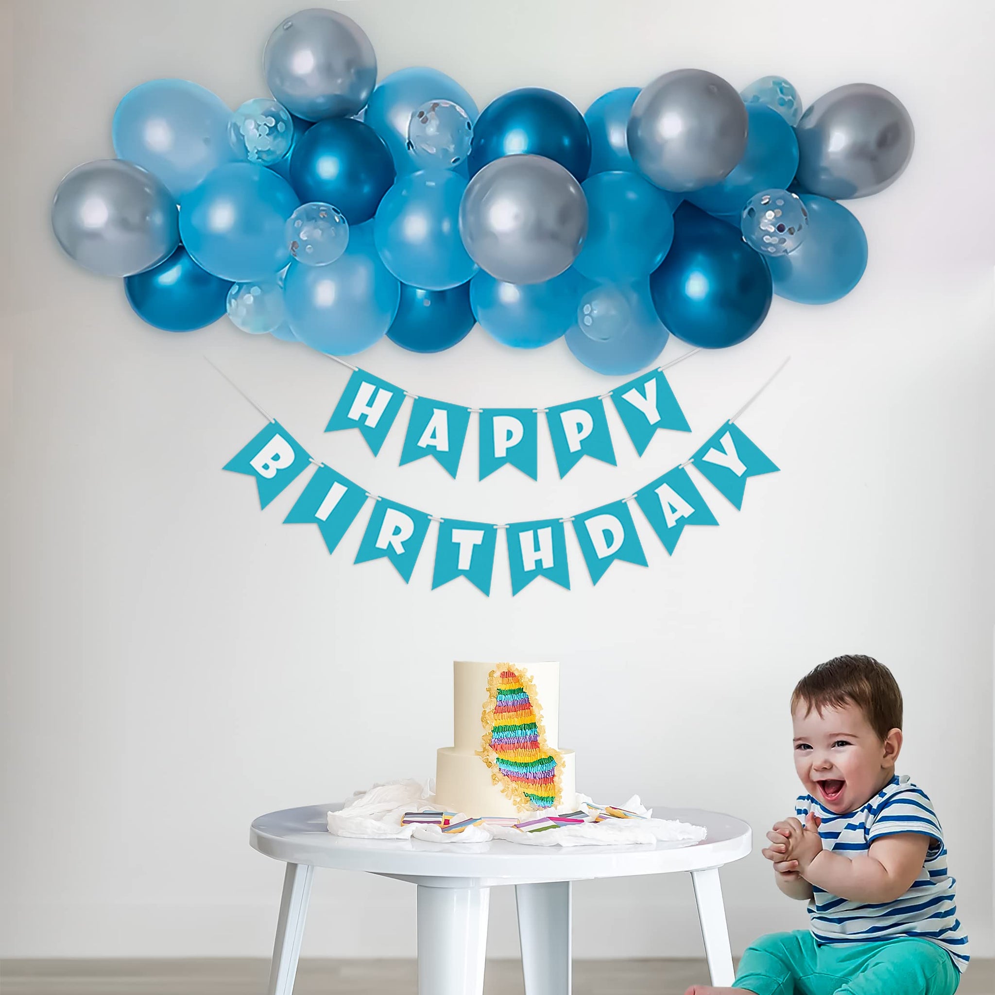 Blue theme Happy birthday decoration item kit for boys