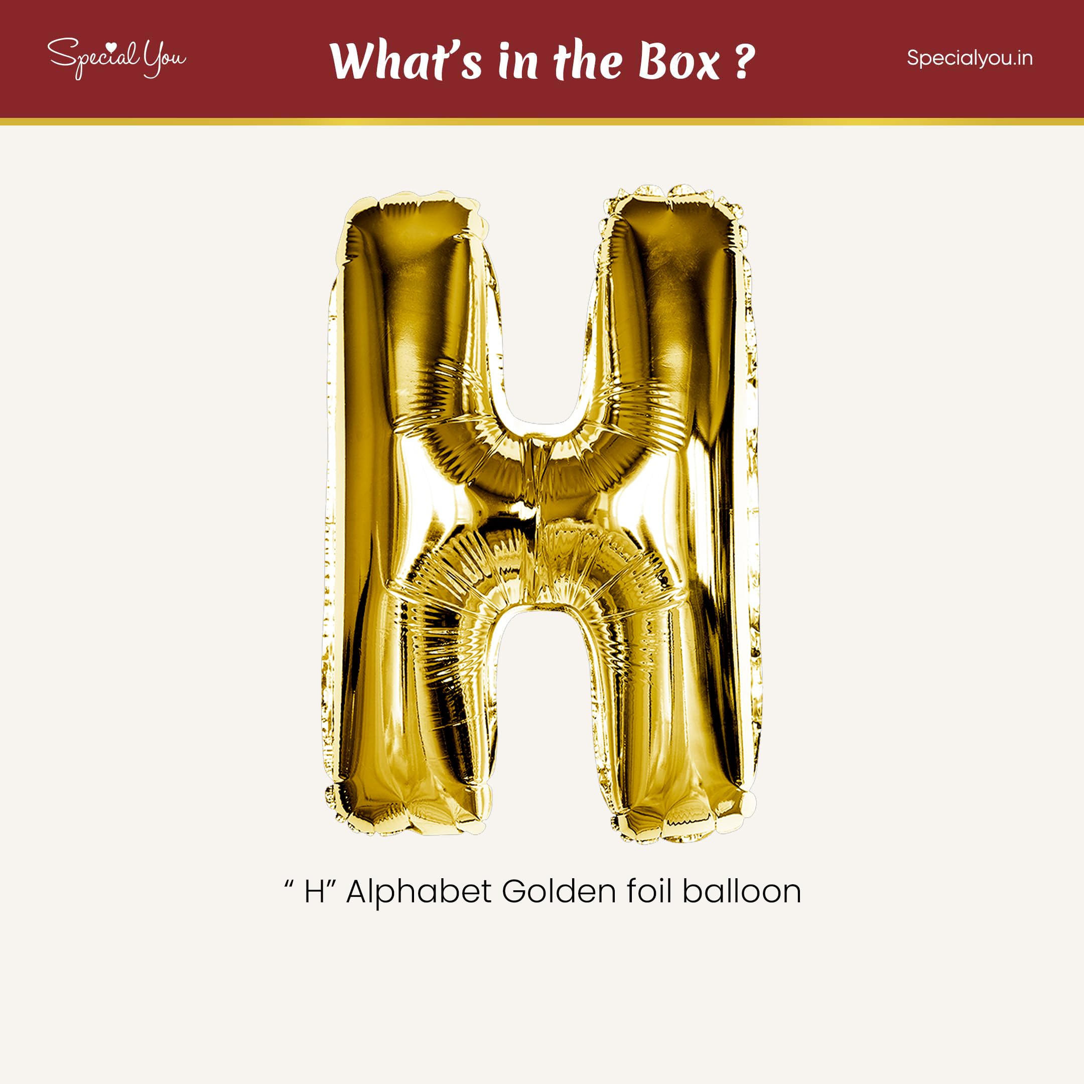 Gold H Letter Foil Balloon