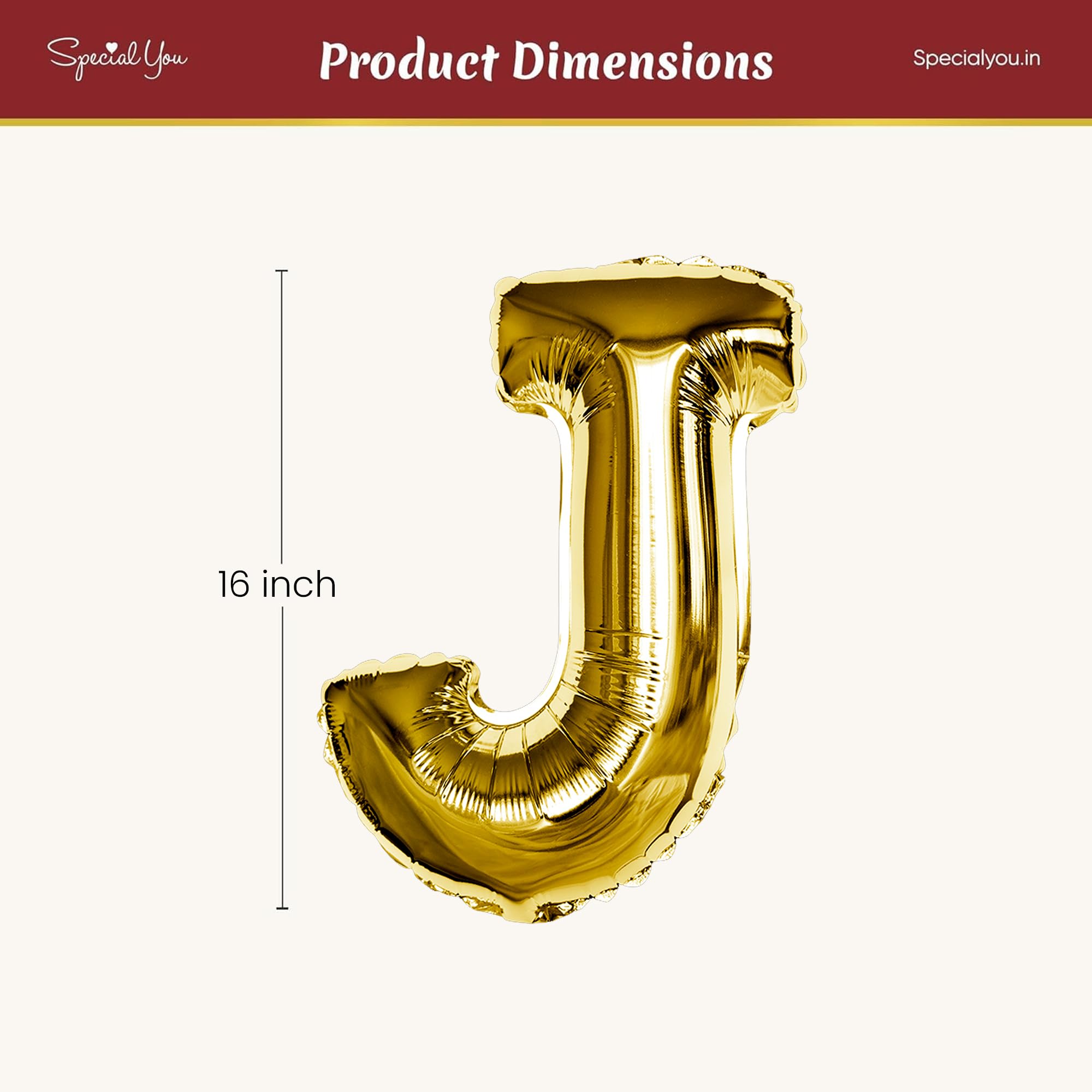 Gold J Letter Foil Balloon