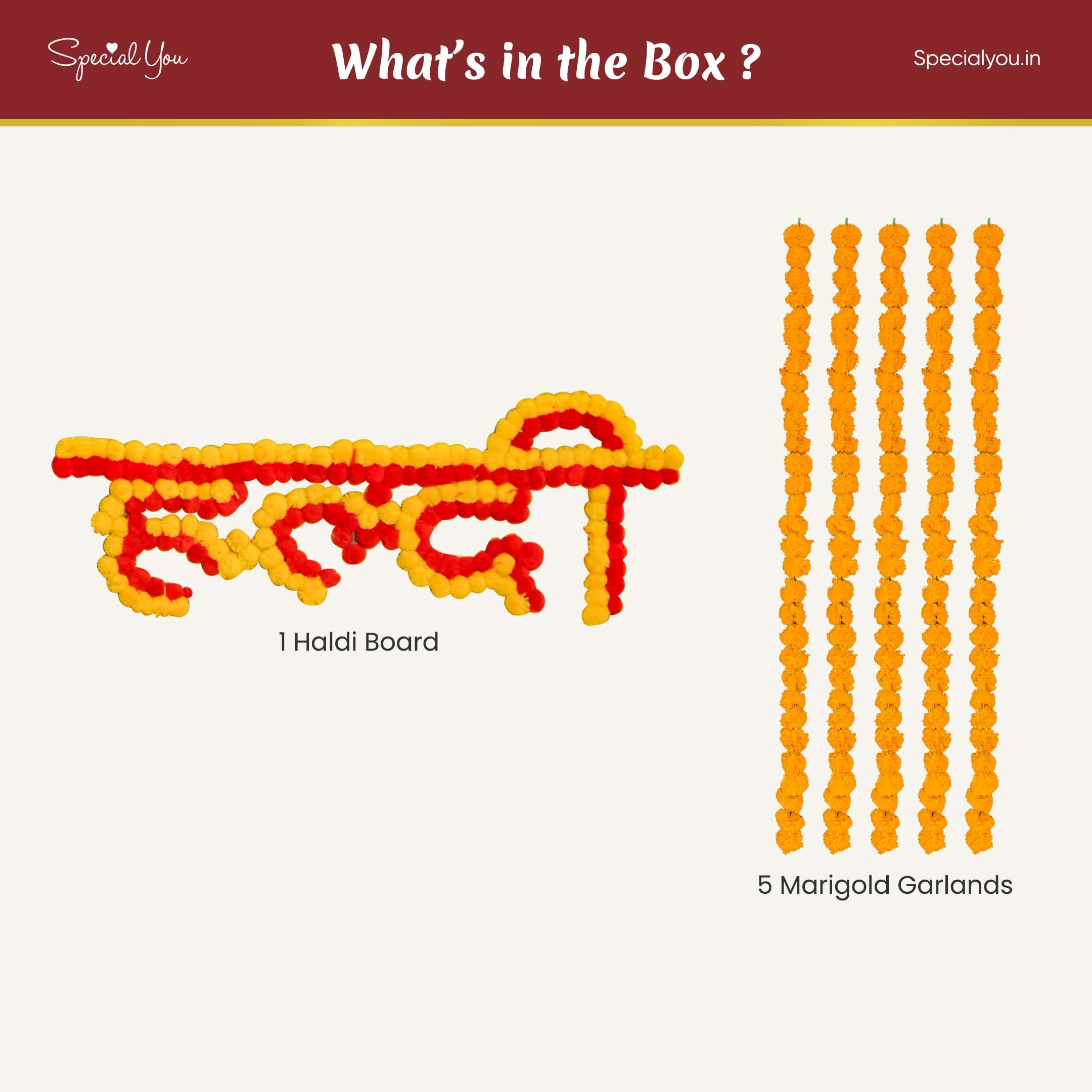 Haldi Decor with Marigold Garland & Banner Combo