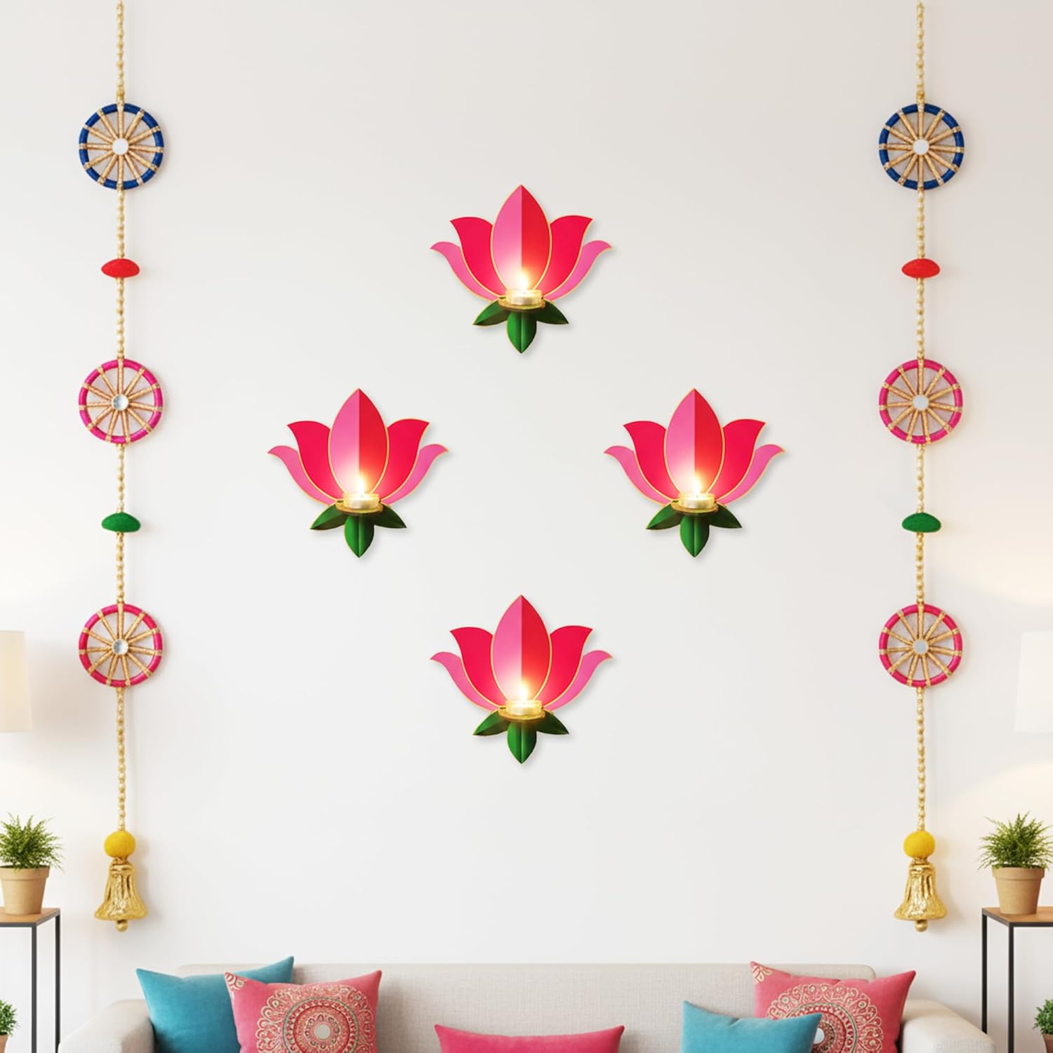 Diwali Pink Lotus T-Light Holder