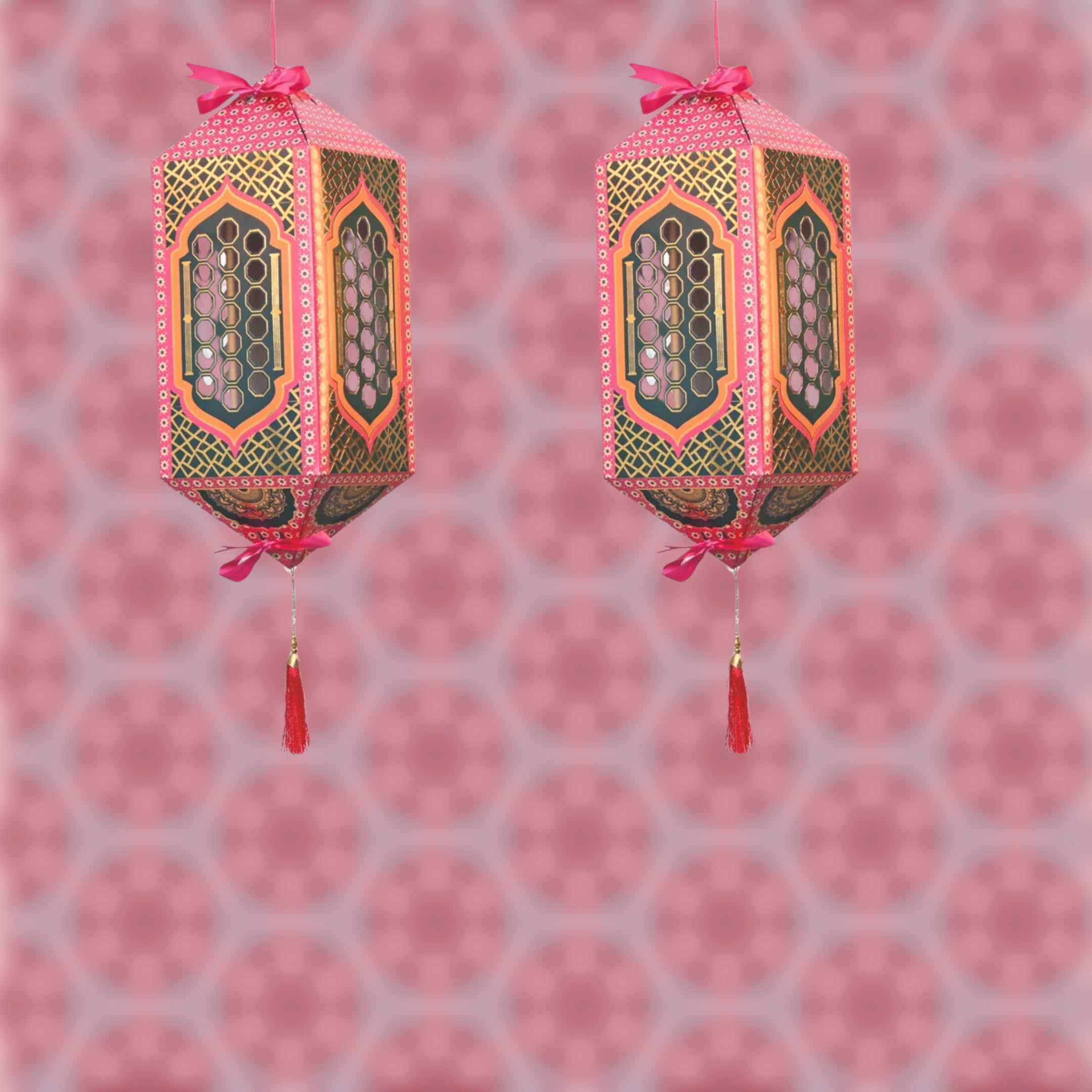 Pink Paper Kandeel for Diwali decor