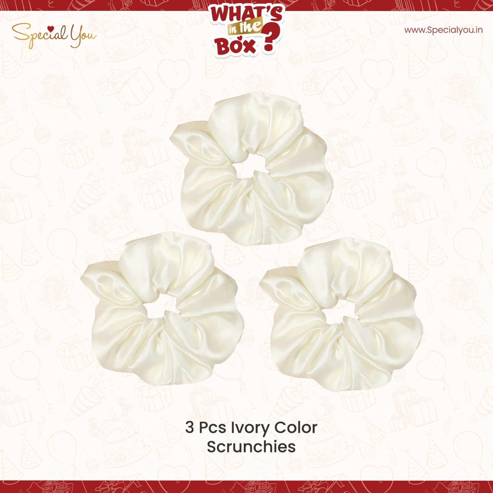 Set of 3 Ivory Hair Scrunchies