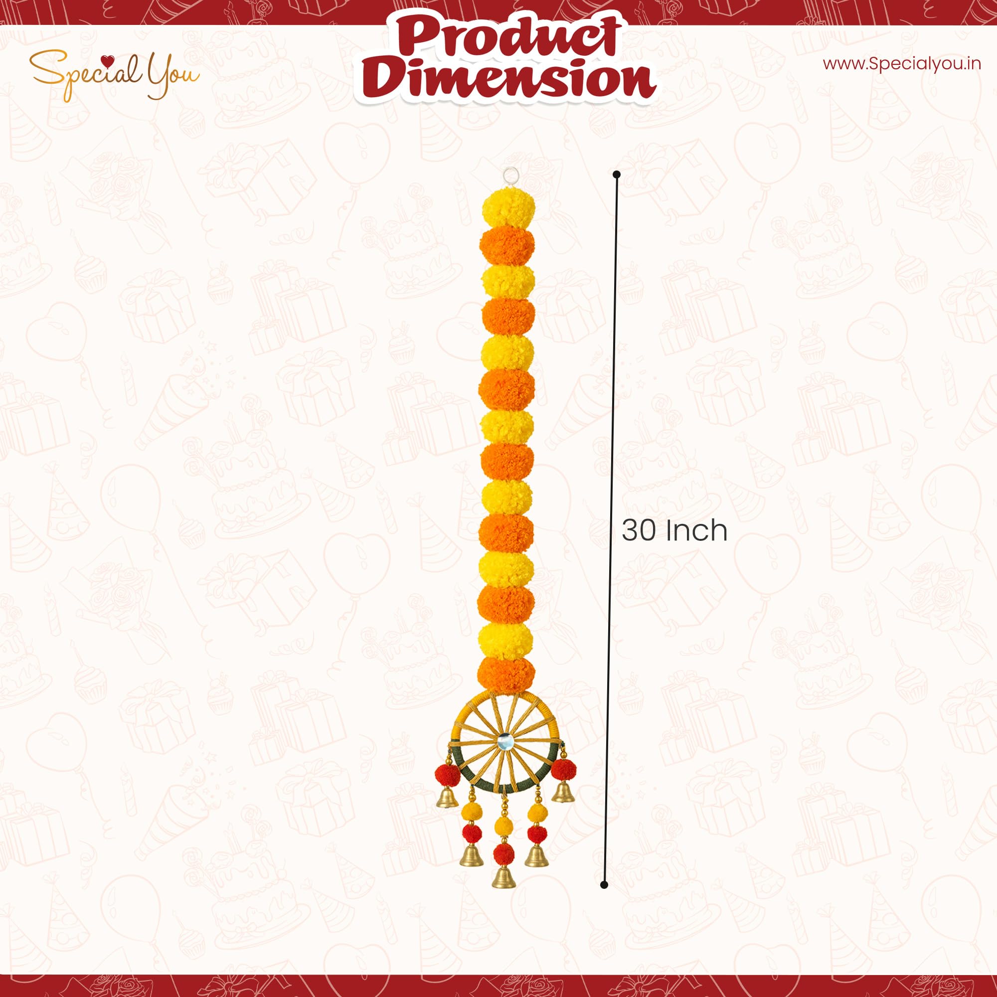 Ganpati Marigold garland with Chakra Latkans