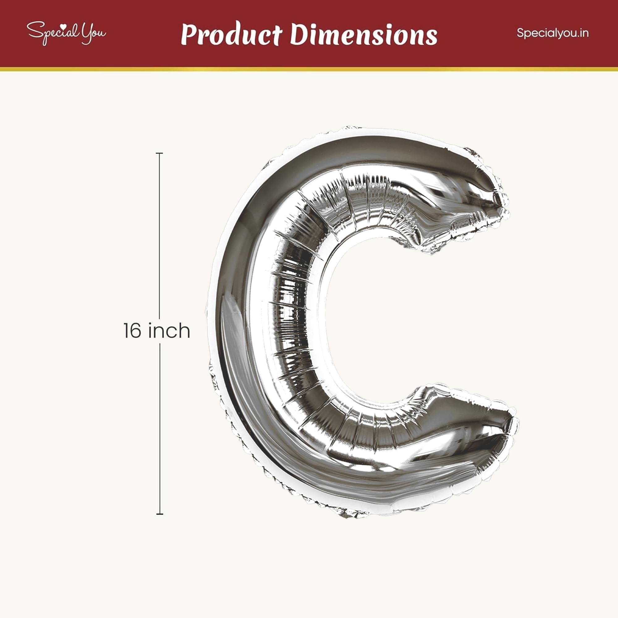 Silver C Letter Foil Balloon