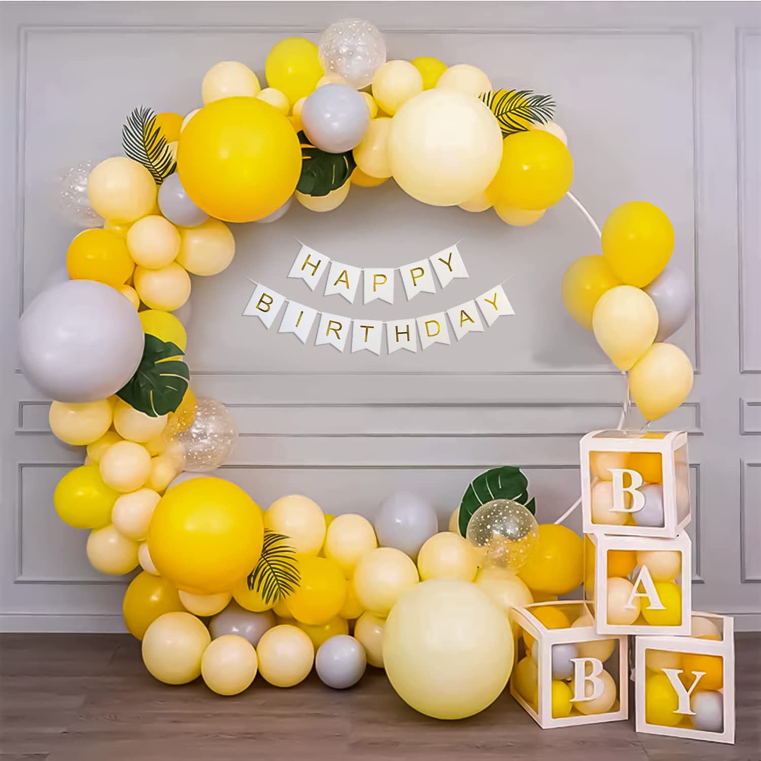 Yellow Birthday Balloon Decor items for Girls - Main Image