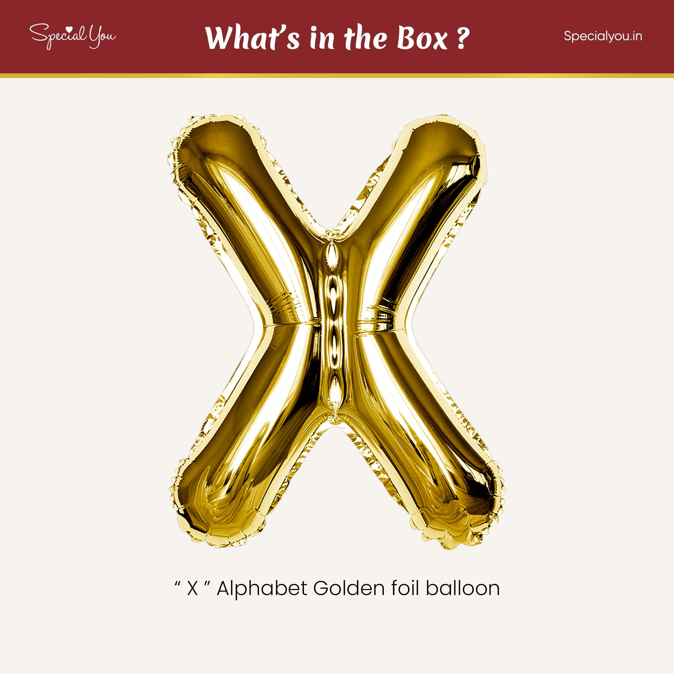 Gold X Letter Foil Balloon