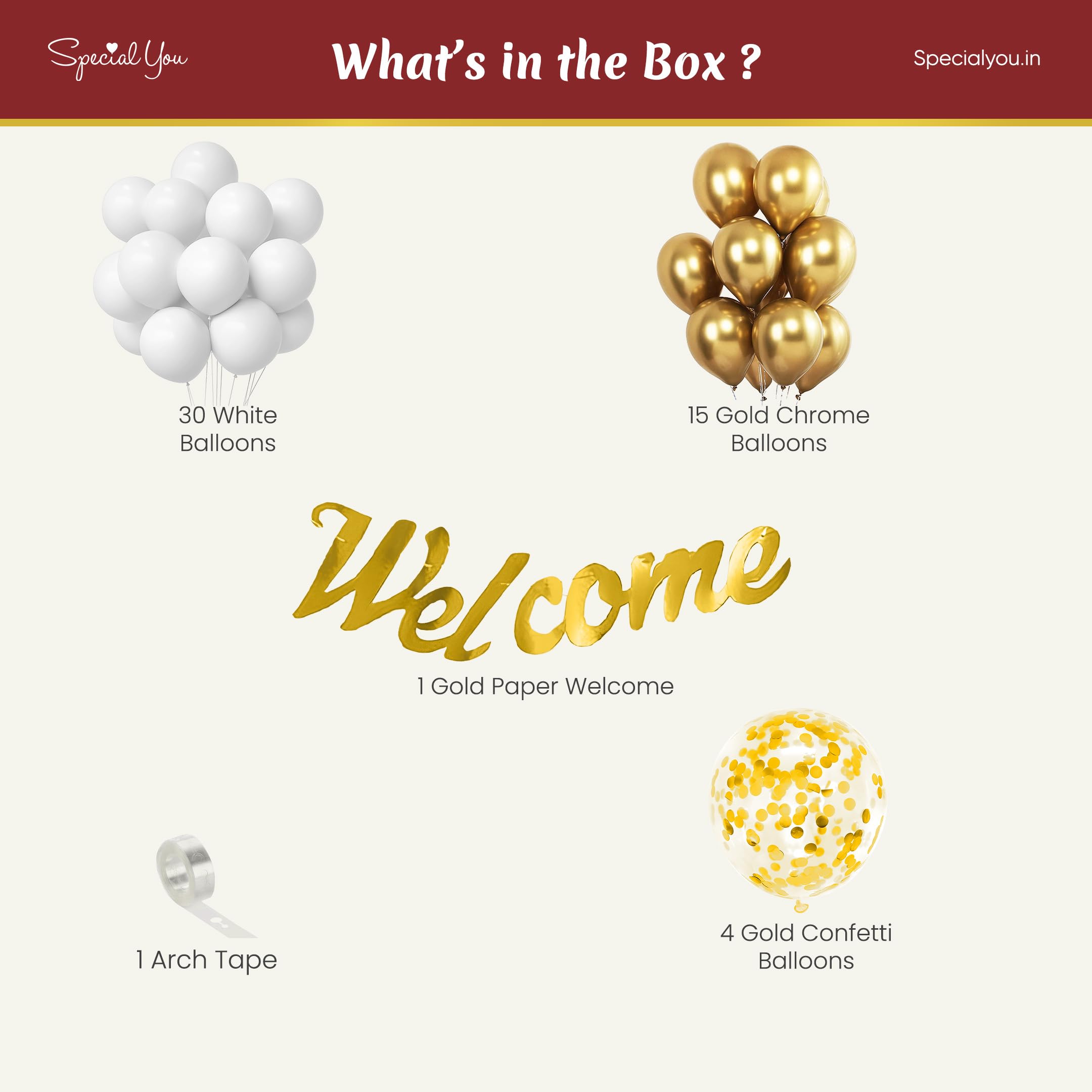 White and Gold Welcome decor Kit
