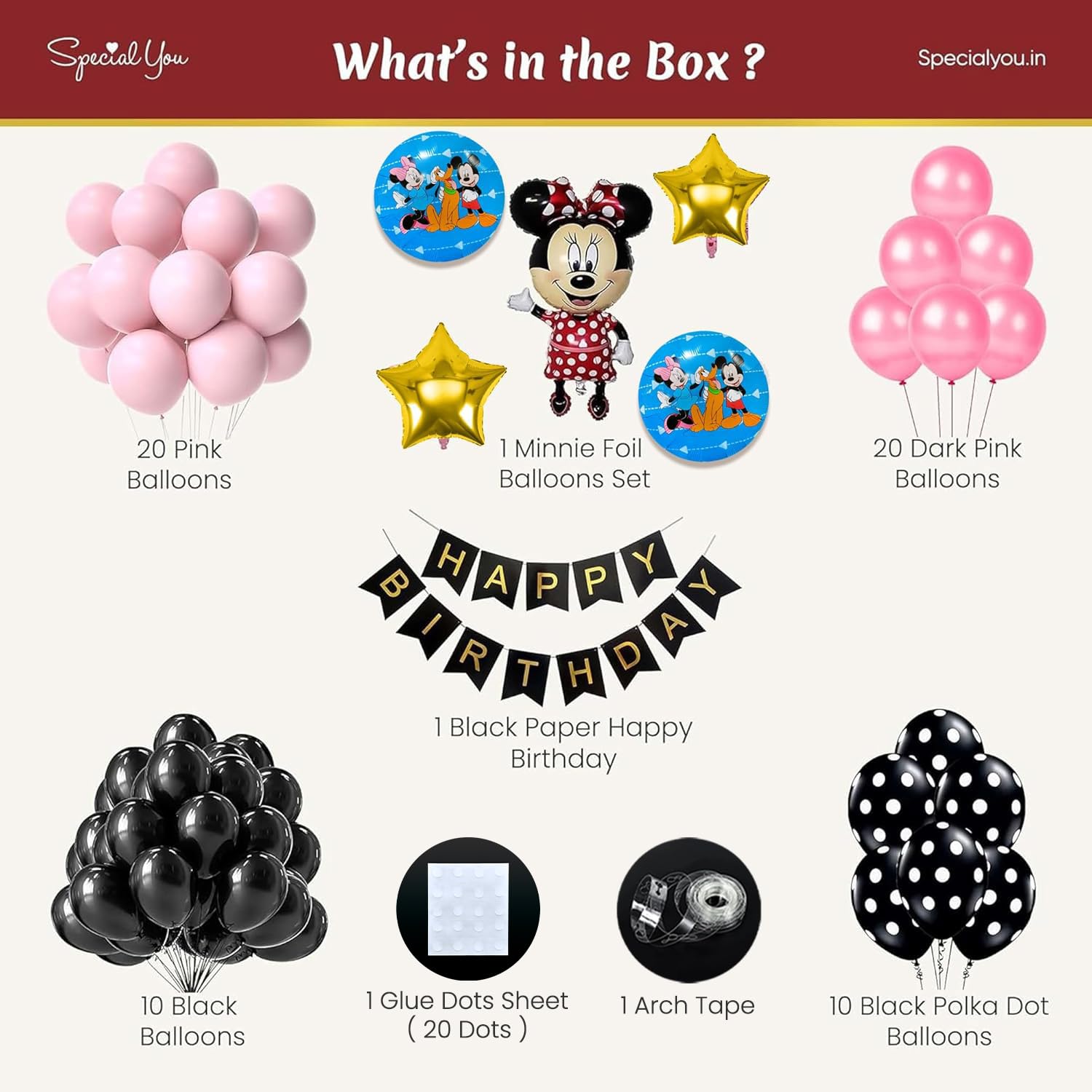Minnie theme birthday decor items