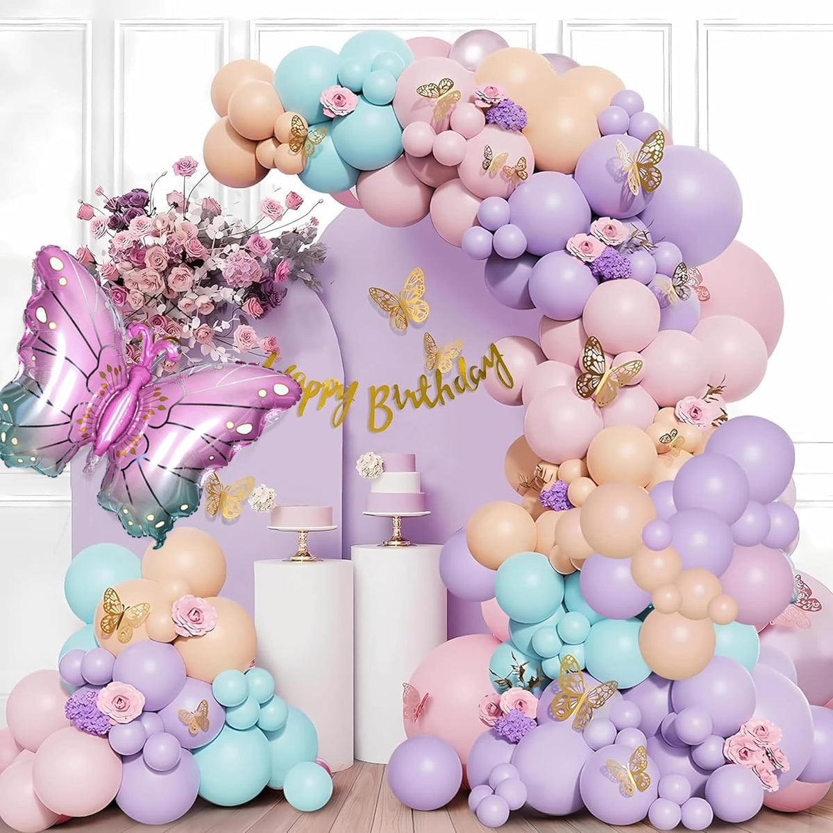 Pastel theme butterfly birthday Decor Kit