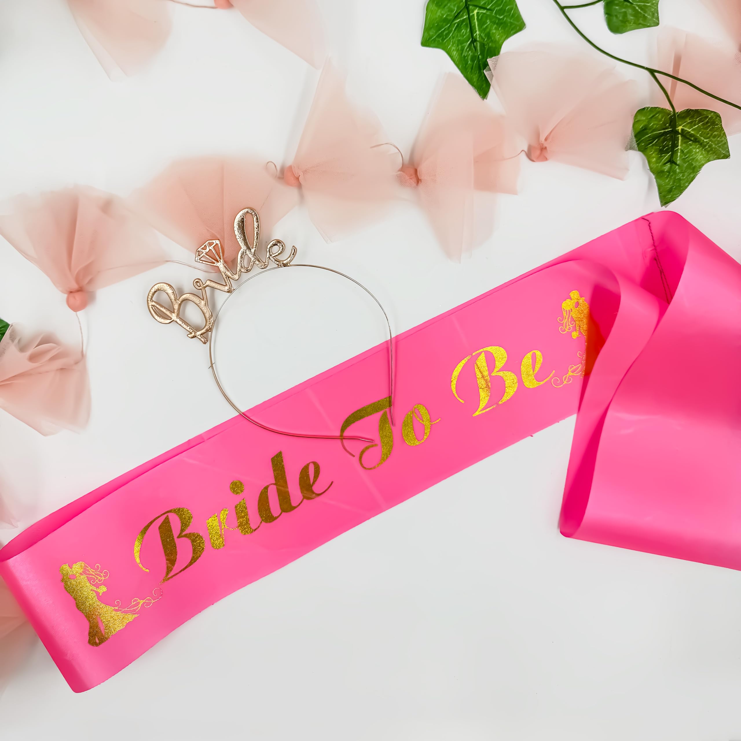 Bride to Be Gold Pink Sash & Crown